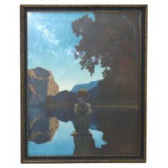 Antiguo grabado Art Déco de Maxfield Parrish "Velada" C1930