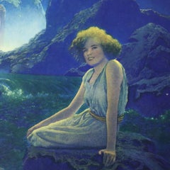 Antique Maxfield Parrish Edison Mazda Calendar Print “Moonlight” c1932