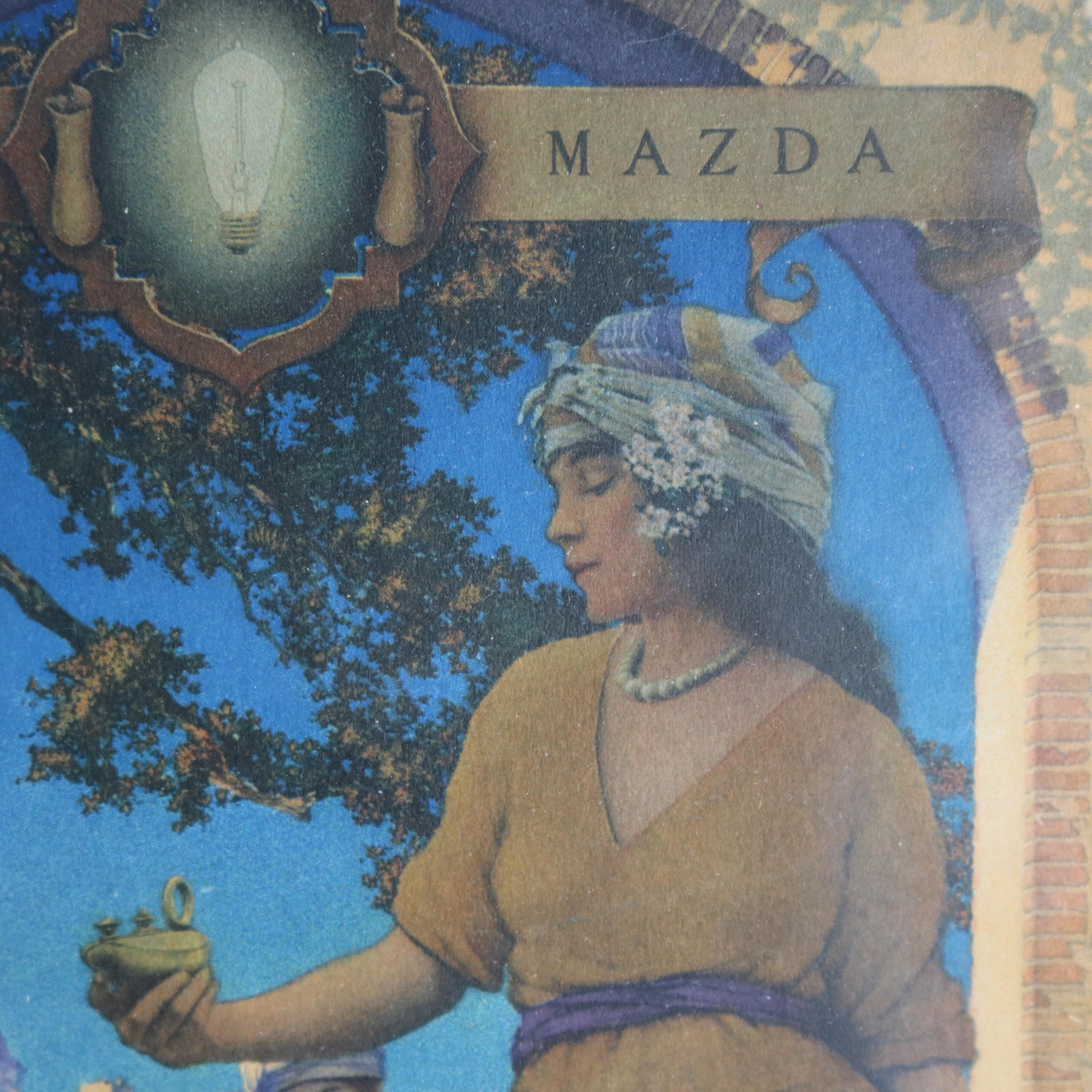 Art Deco Antique Maxfield Parrish Edison Mazda Print Lamp Seller of Baghdad, Circa 1920