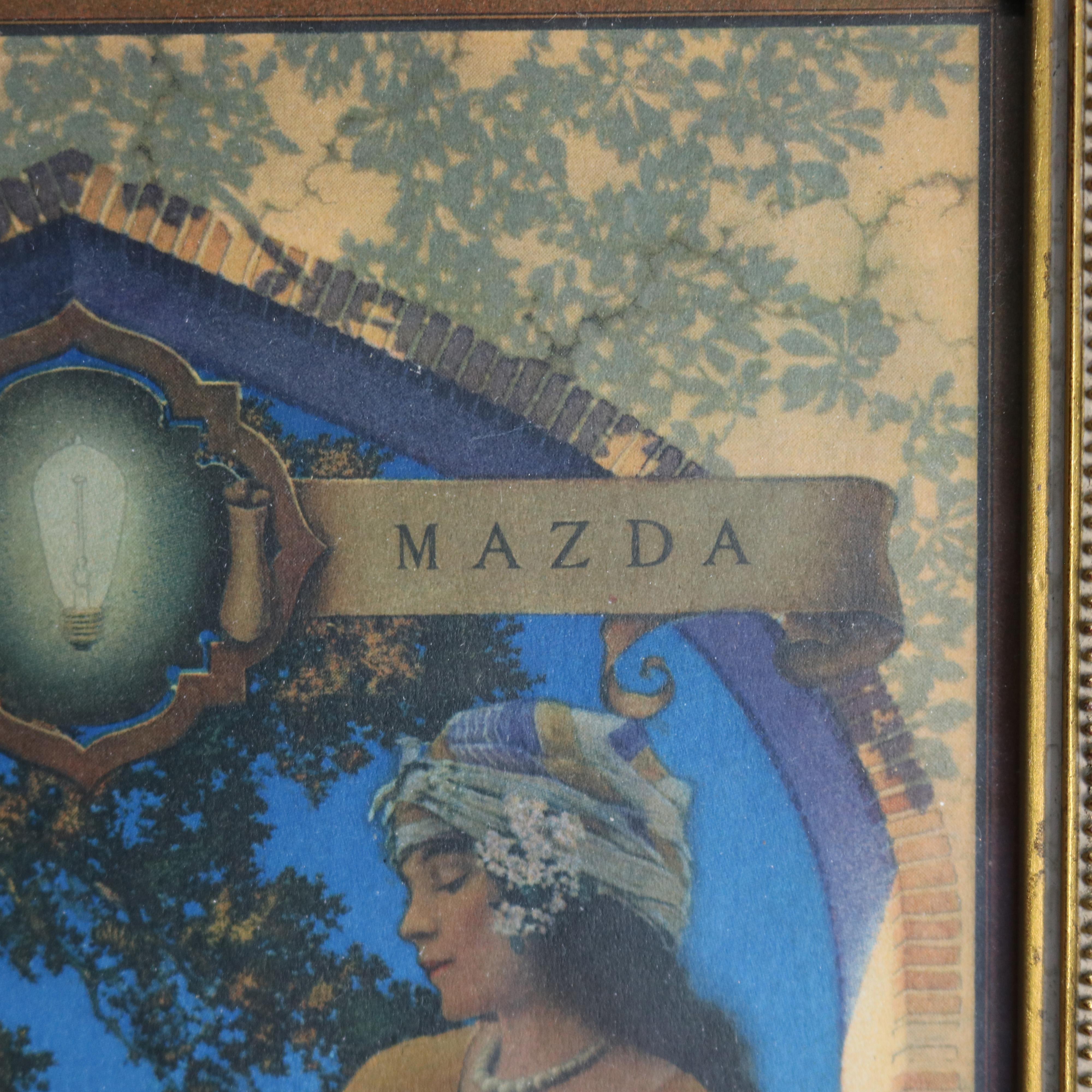 Antique Maxfield Parrish Edison Mazda Print Lamp Seller of Baghdad, Circa 1920 In Good Condition In Big Flats, NY