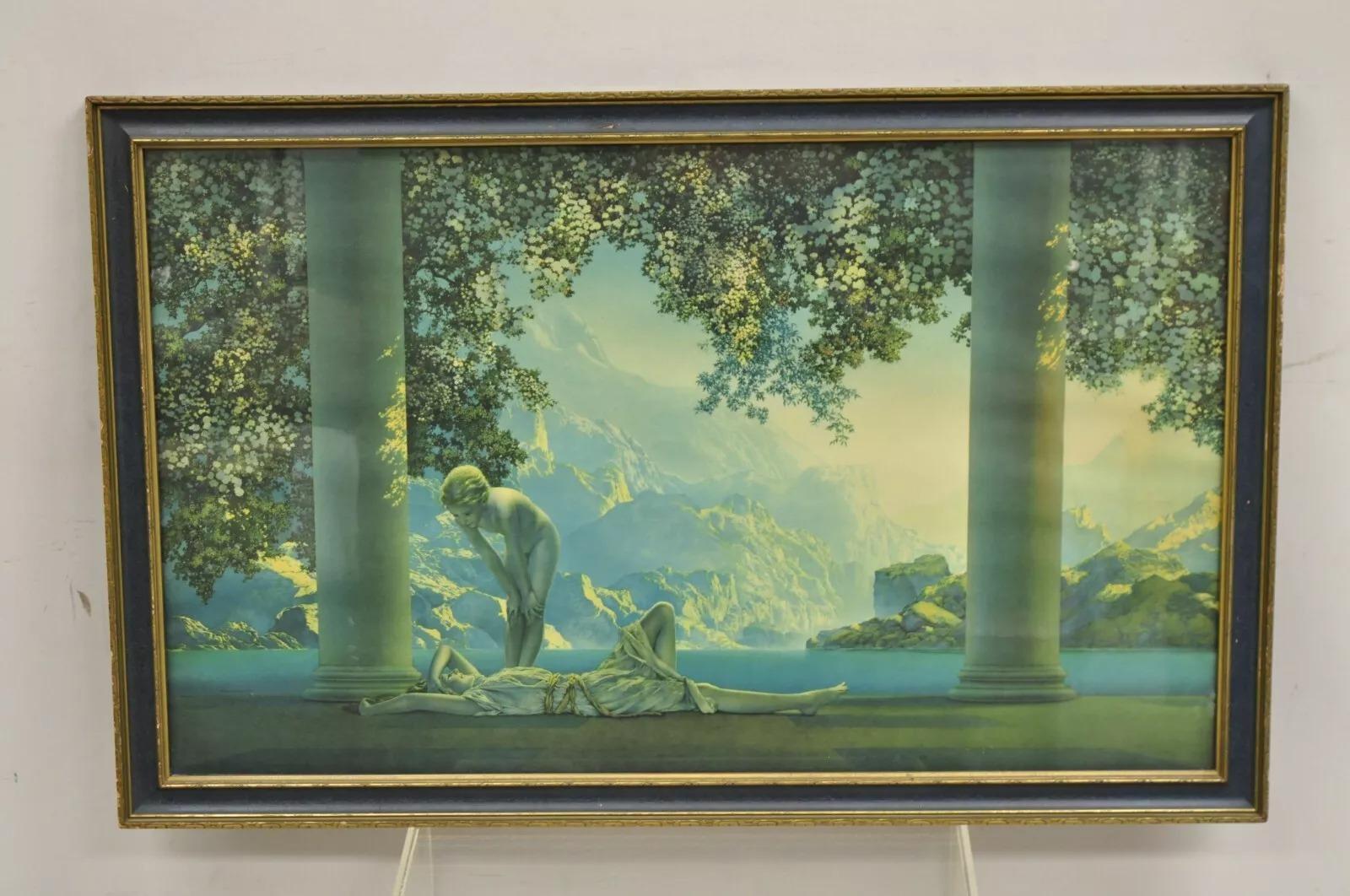 Antico Maxfield Parrish Stampa litografica incorniciata 