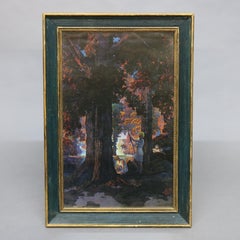 Antique Maxfield Parrish "Golden Hours" Edison Mazda Large Calendar Top, c1920