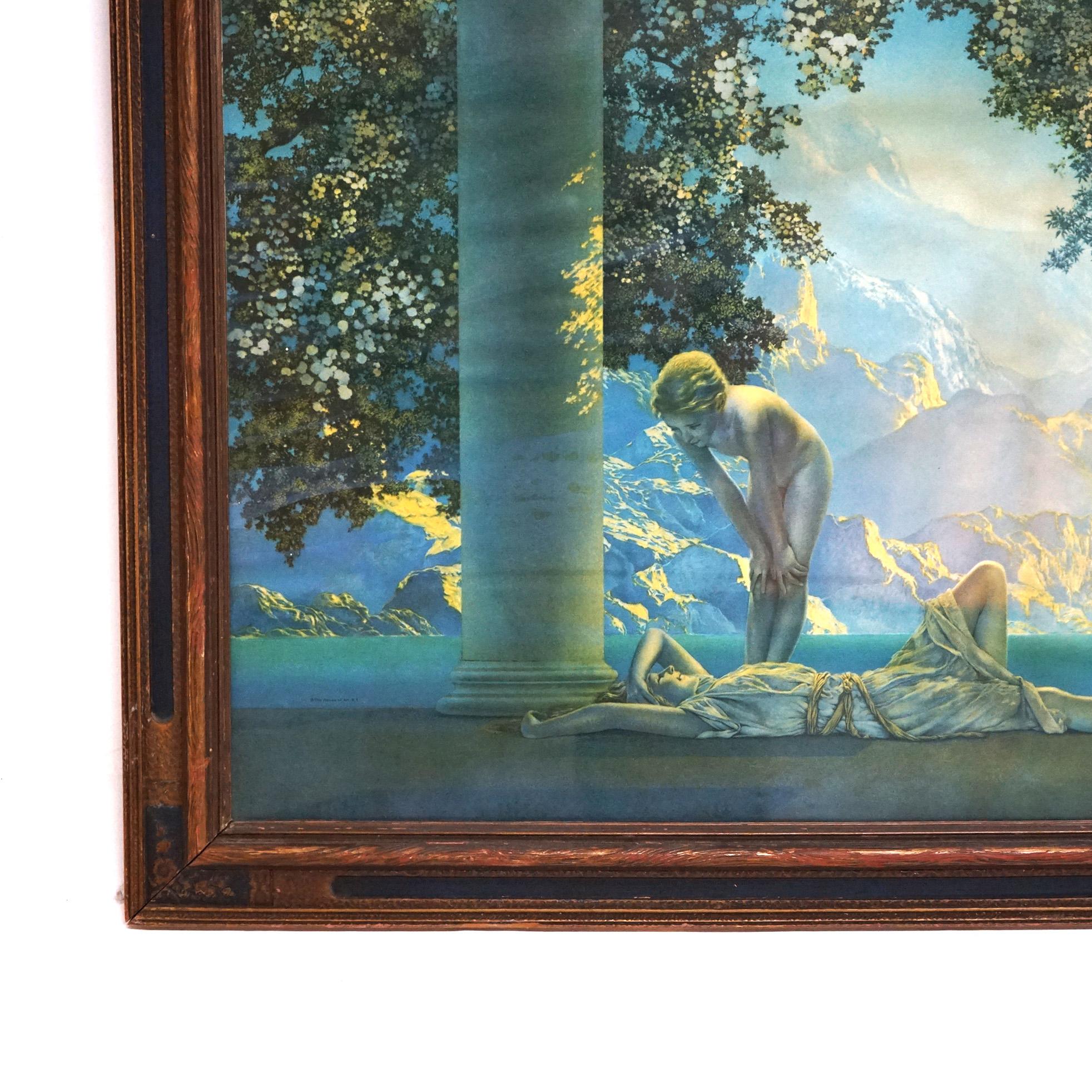 Antique Maxfield Parrish Print “Daybreak”, Framed, C1920 In Good Condition In Big Flats, NY
