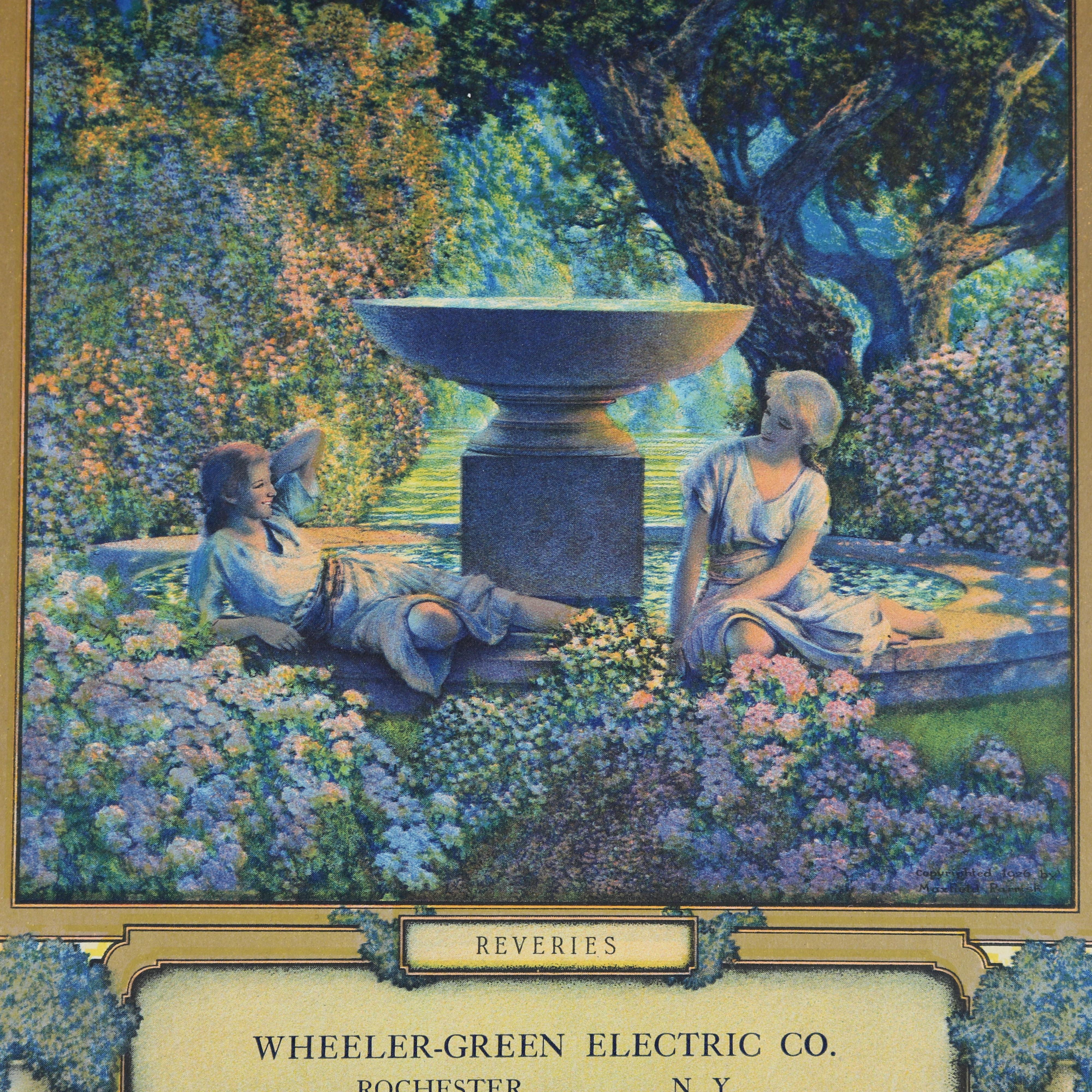 An antique Art Deco Maxfield Parrish Edison Mazda with 