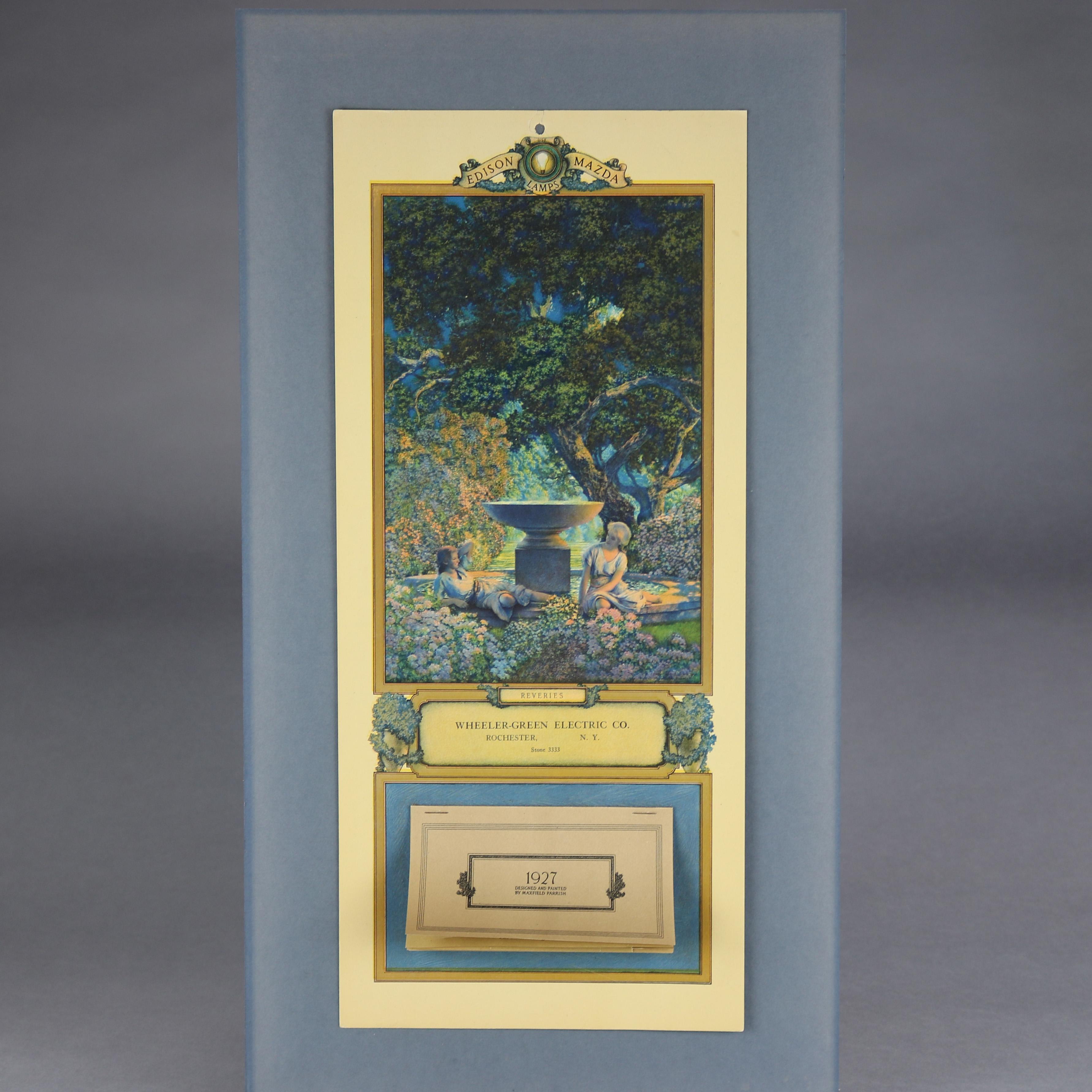 Antique Maxfield Parrish Reverie Edison Mazda Calendar Full Date Pad, 1927 In Good Condition In Big Flats, NY