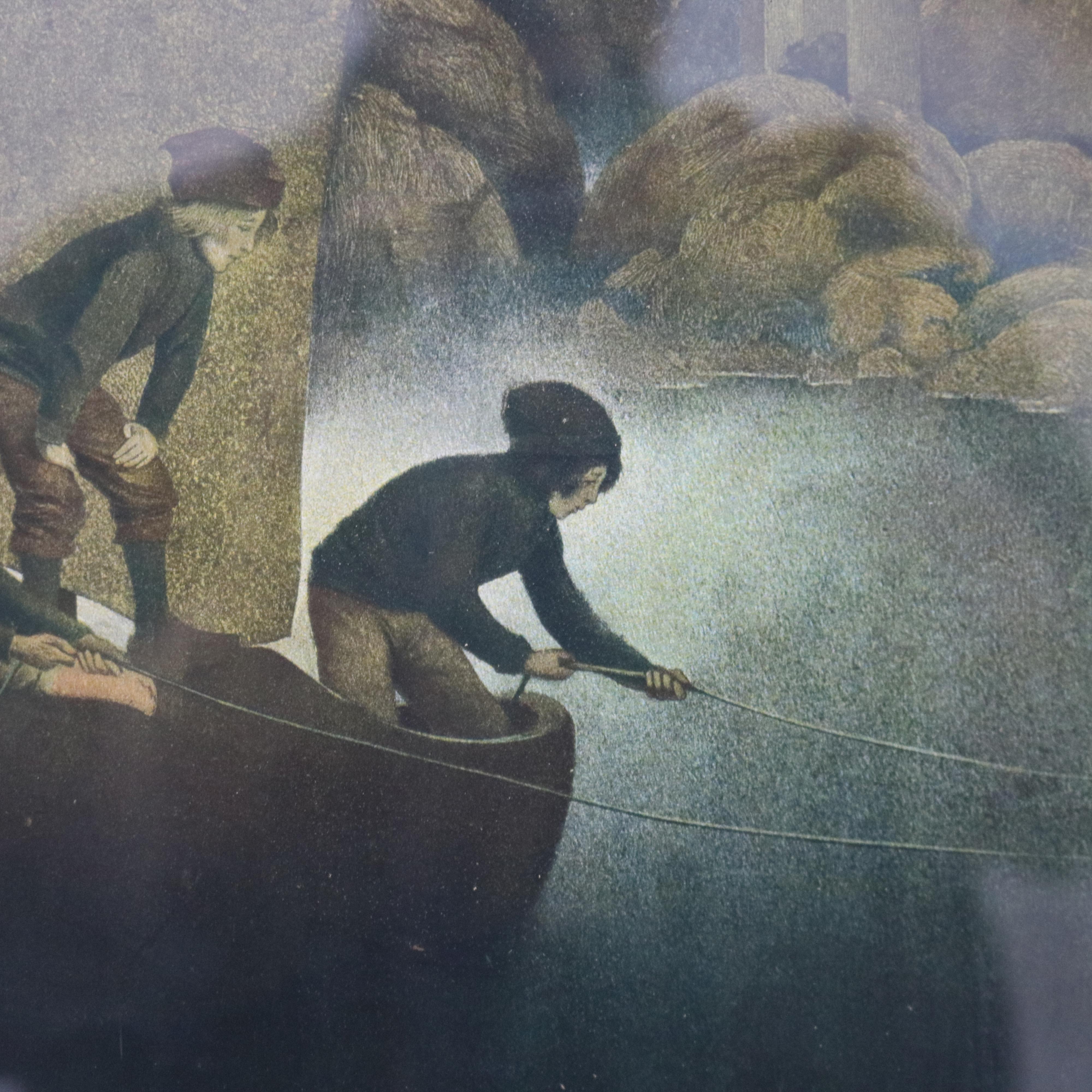 20th Century Antique Maxfield Parrish “Wynken, Blynken and Nod” Print, Framed, C1905