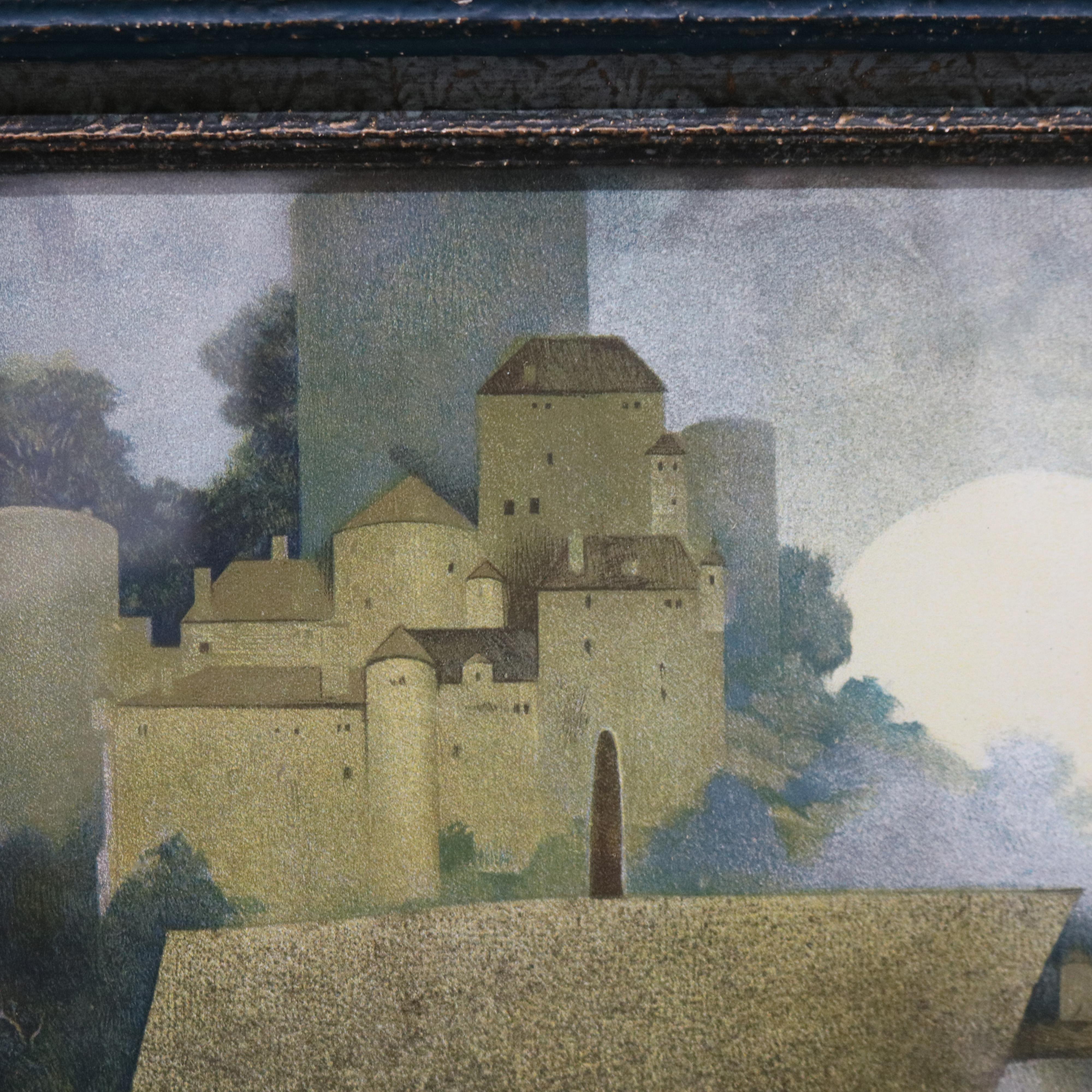 Paper Antique Maxfield Parrish “Wynken, Blynken and Nod” Print, Framed, C1905