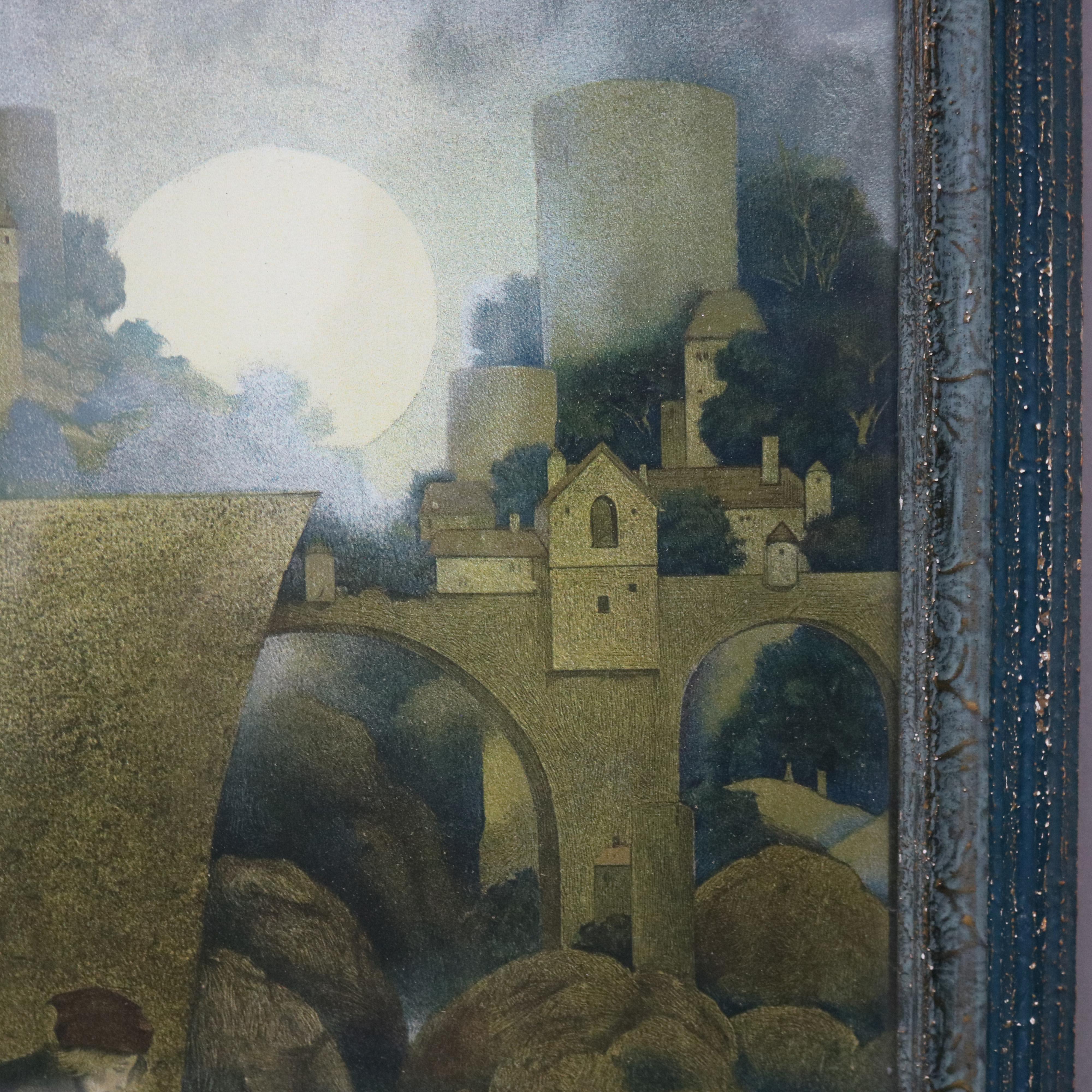 Antique Maxfield Parrish “Wynken, Blynken and Nod” Print, Framed, C1905 1
