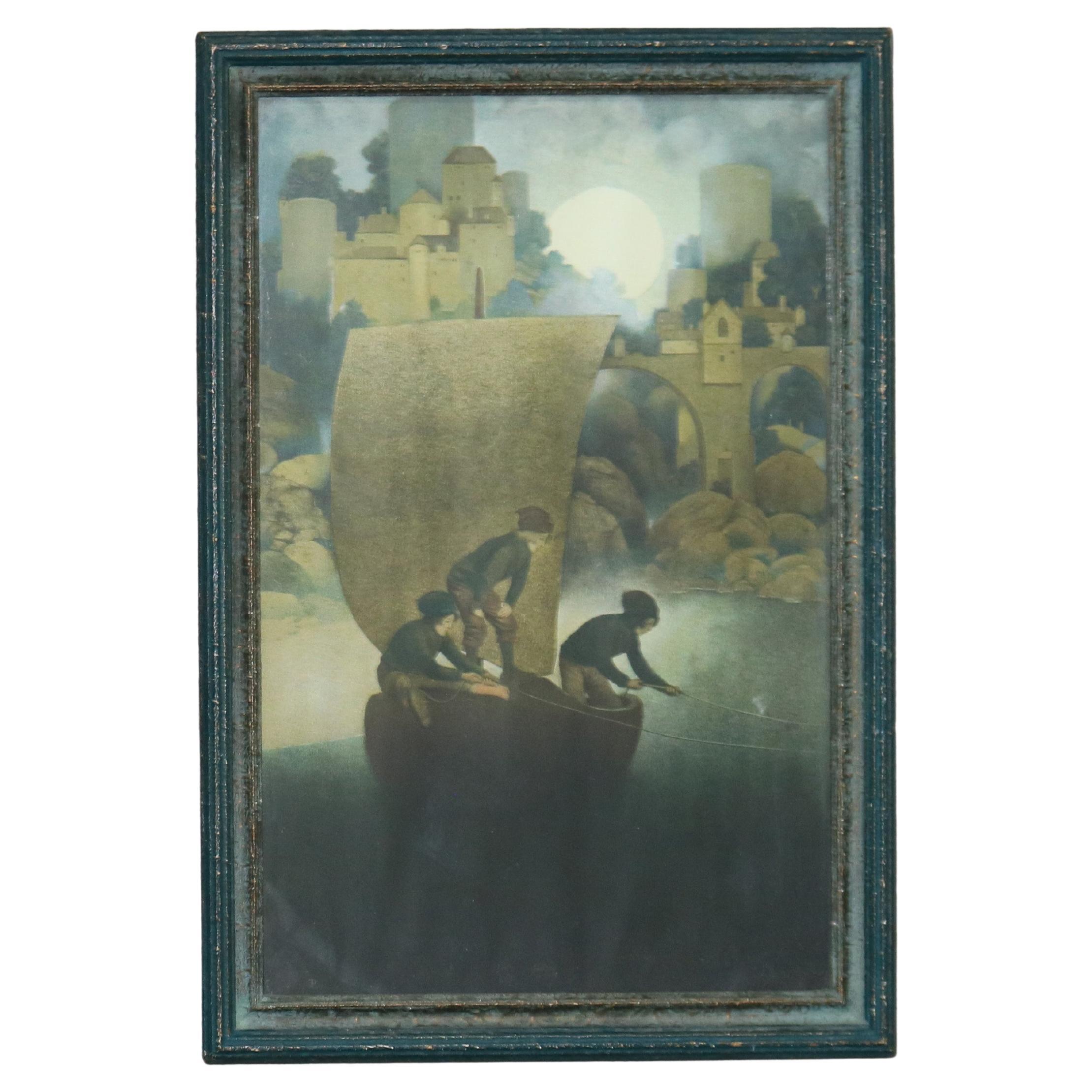 Antique Maxfield Parrish “Wynken, Blynken and Nod” Print, Framed, C1905