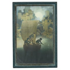 Antique Maxfield Parrish “Wynken, Blynken and Nod” Print, Framed, C1905