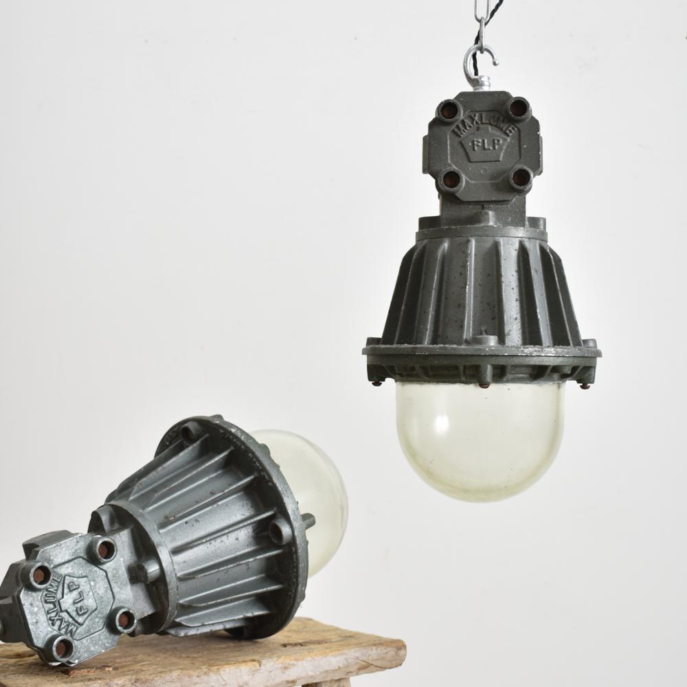 Mid-Century Modern Antique Maxlume Industrial Pendant Light For Sale