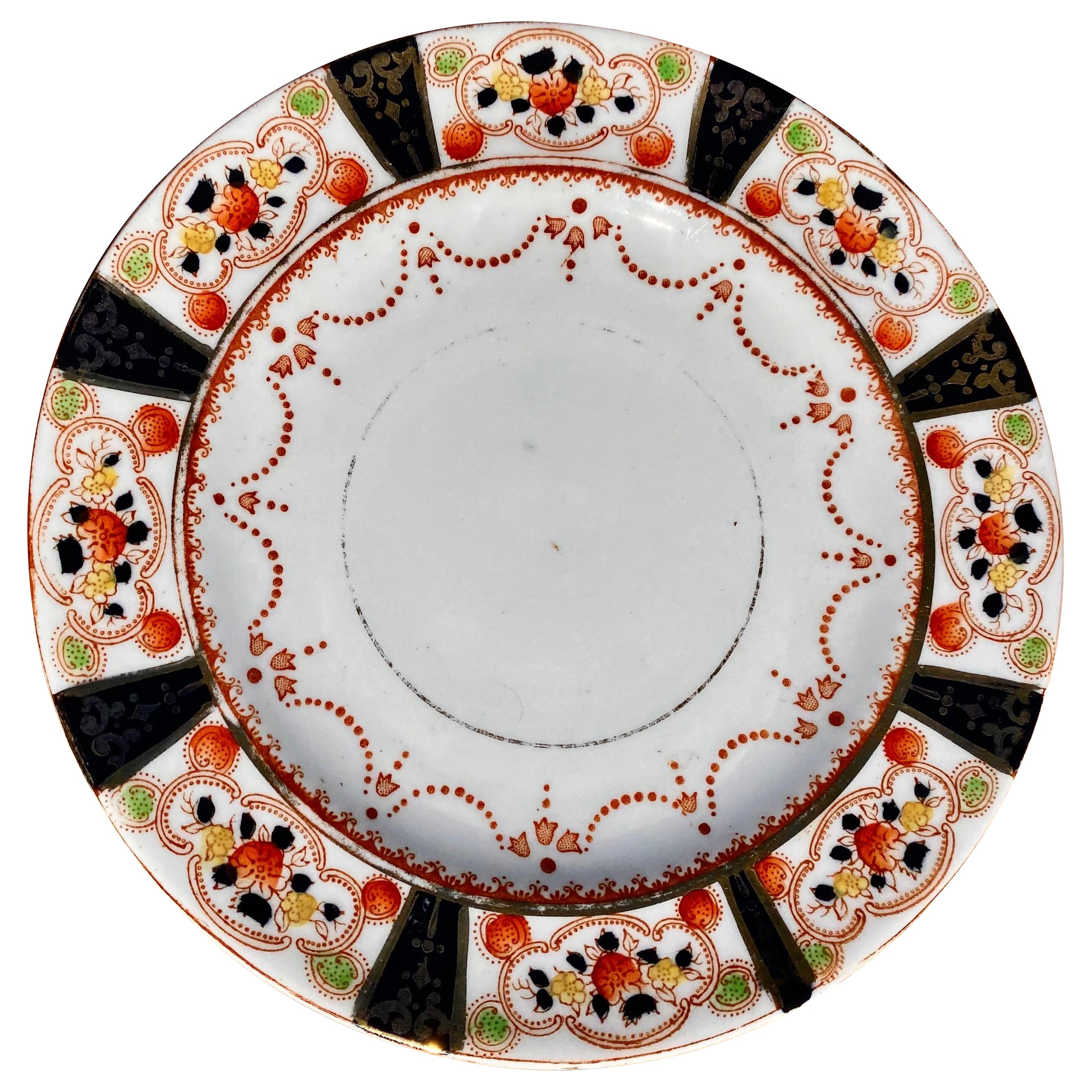 Antike Mayer & Sherratt (Handelsname Melba
China), bestehend aus sechs Torten-/Salattellern mit Imari-Muster.
Mayer & Sherratt stellten in den Clifton-Werken in der Stafford Street, Longton, Stoke-on-Trent, von 1906 bis 1941 Porzellan her, das unter
