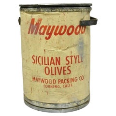 Used Maywood Packaging Sicilian Olives Large 22" Packaging Drum Advertising