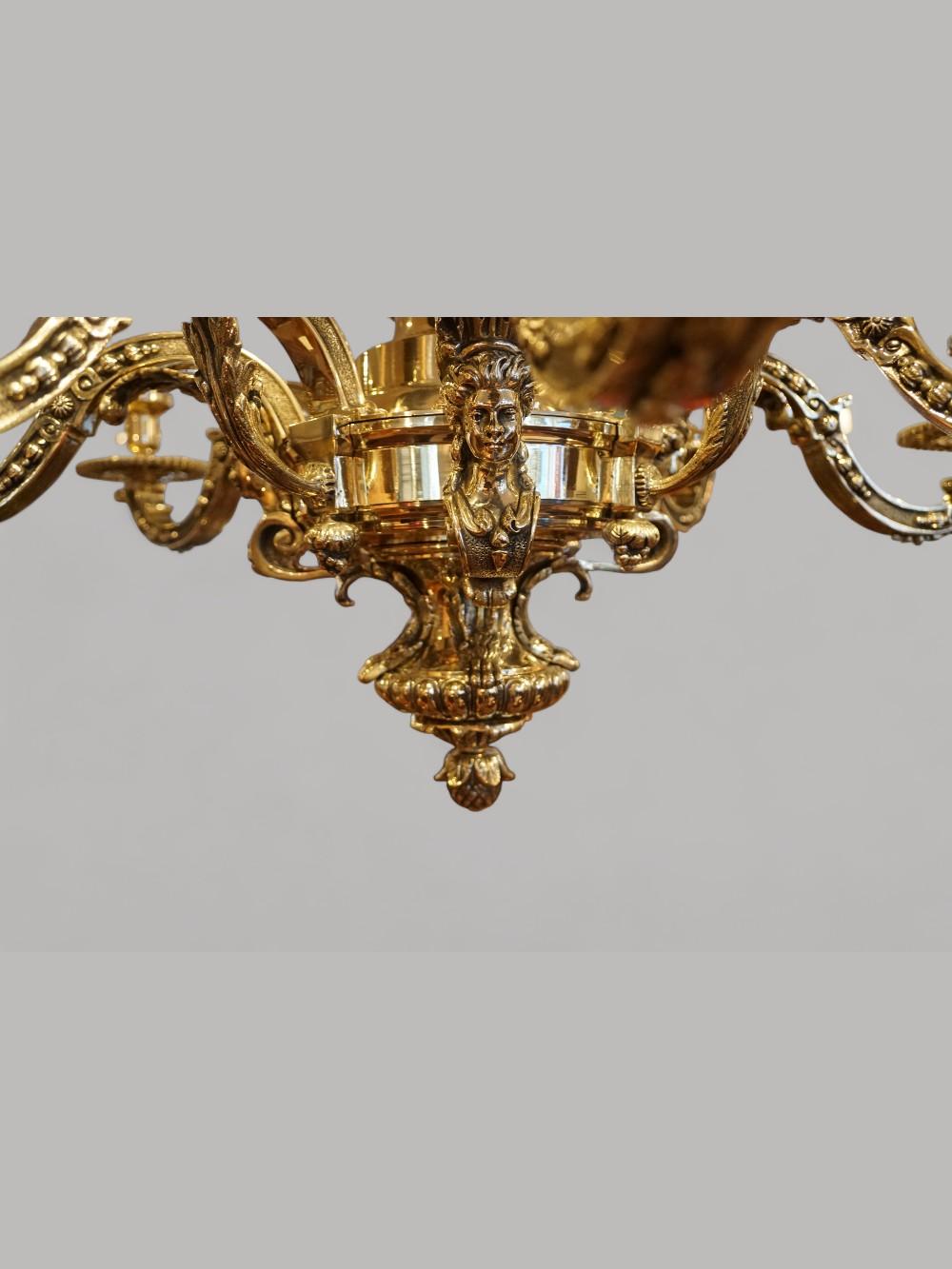 Antique Mazarin bronze chandelier For Sale 5