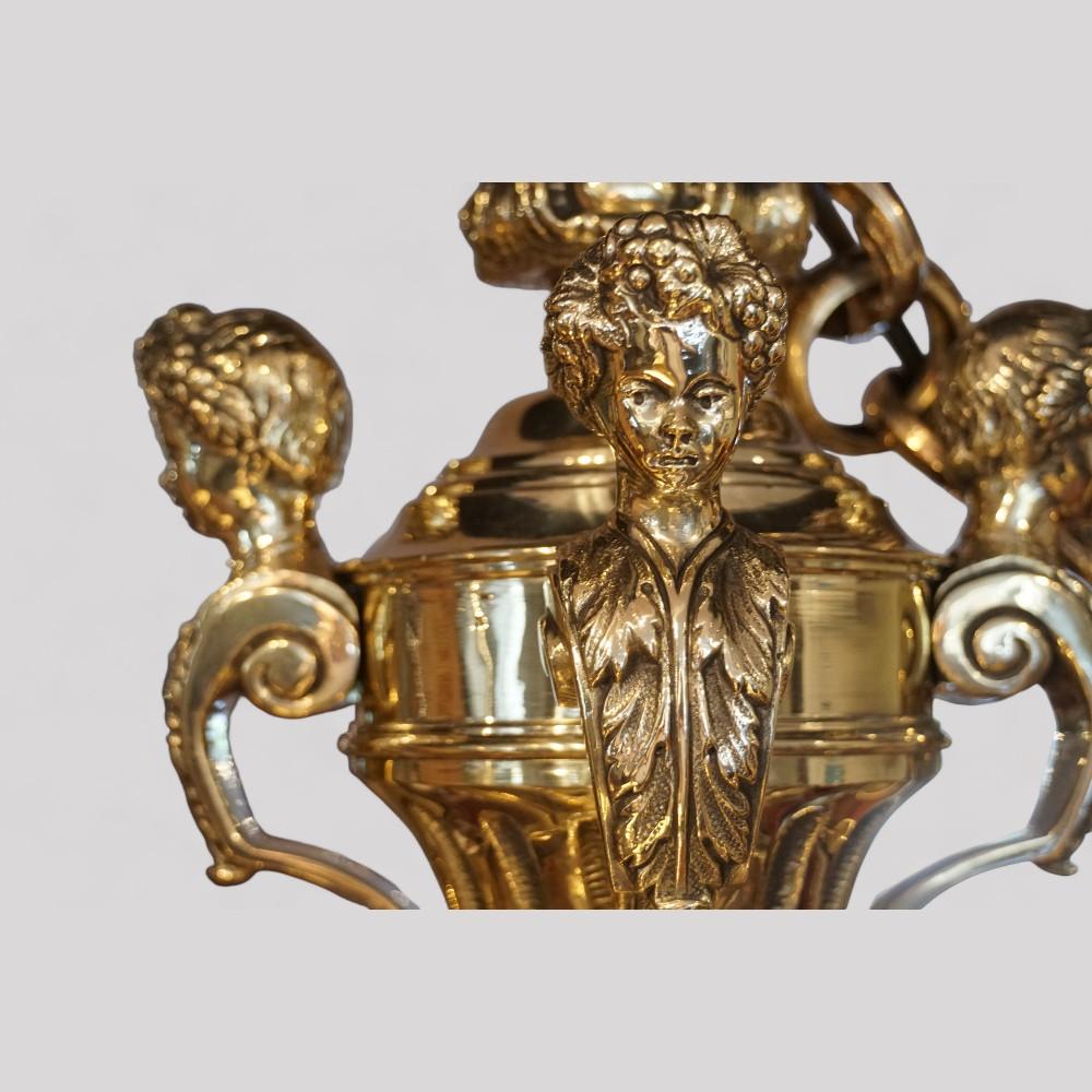 French Antique Mazarin bronze chandelier For Sale