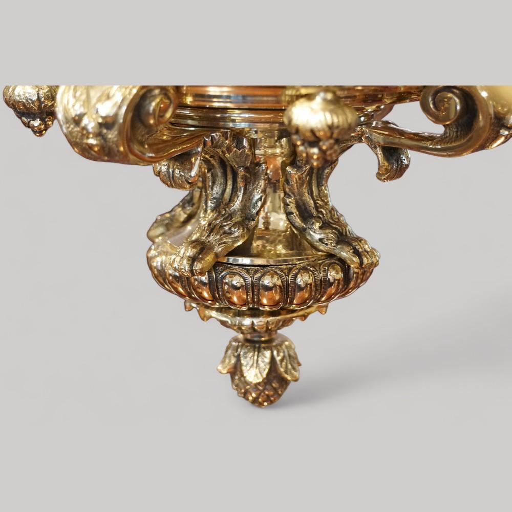 Antique Mazarin bronze chandelier In Good Condition For Sale In Salisbury, GB