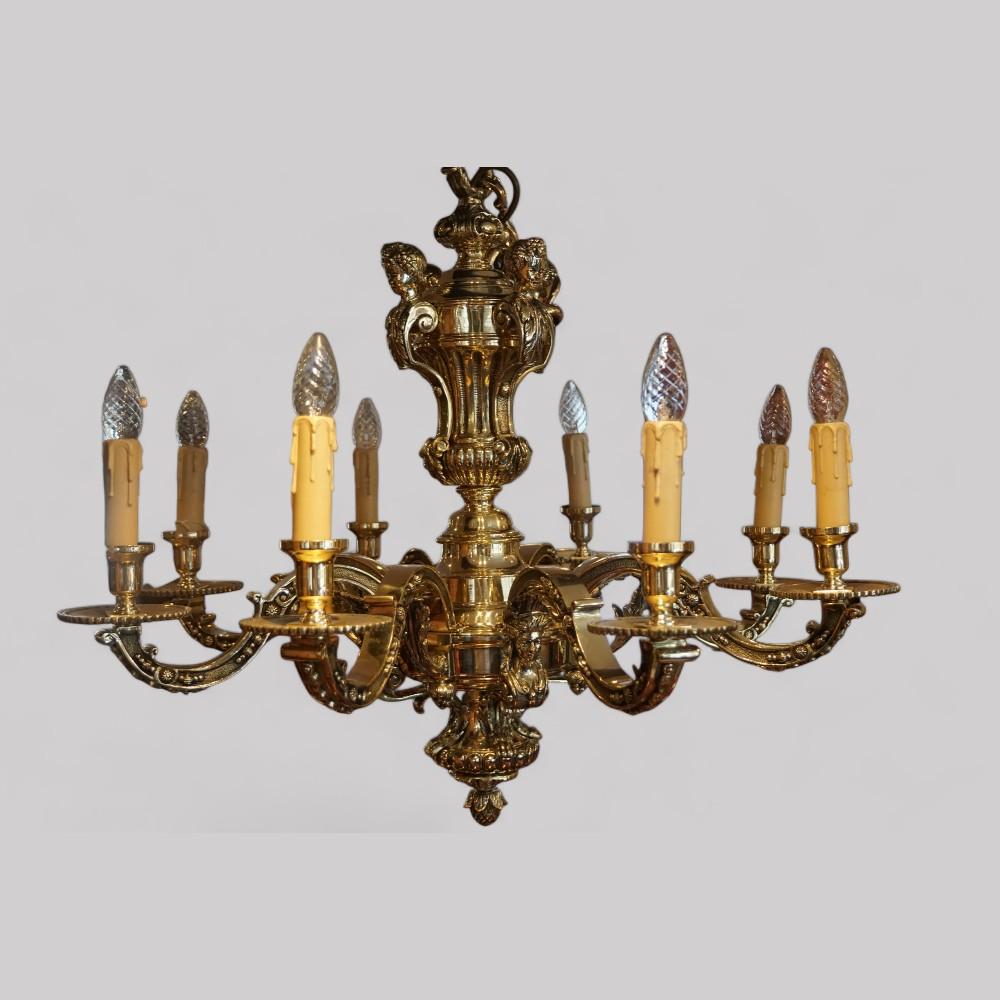 Early 20th Century Antique Mazarin bronze chandelier For Sale