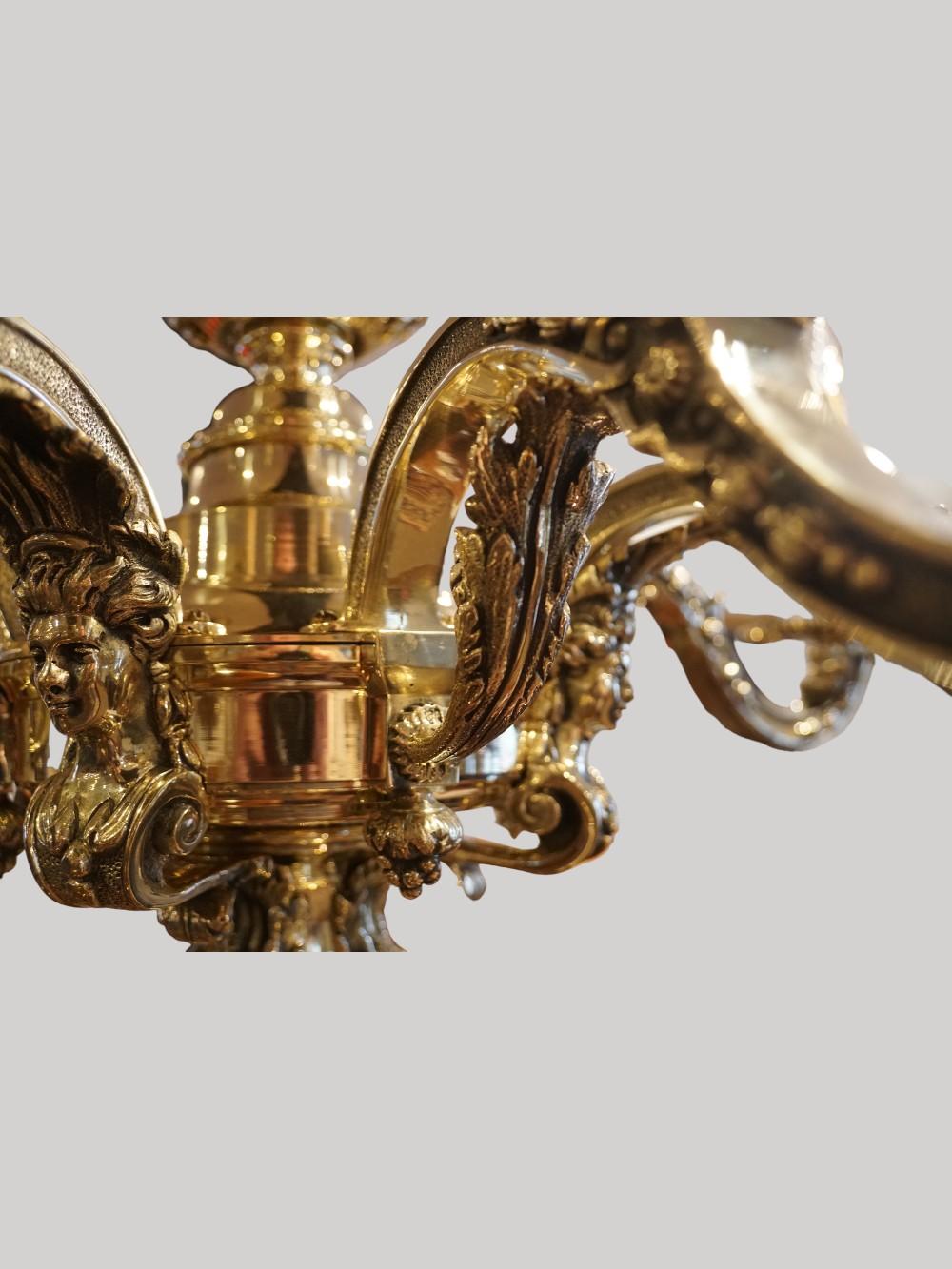 Bronze Antique Mazarin bronze chandelier For Sale