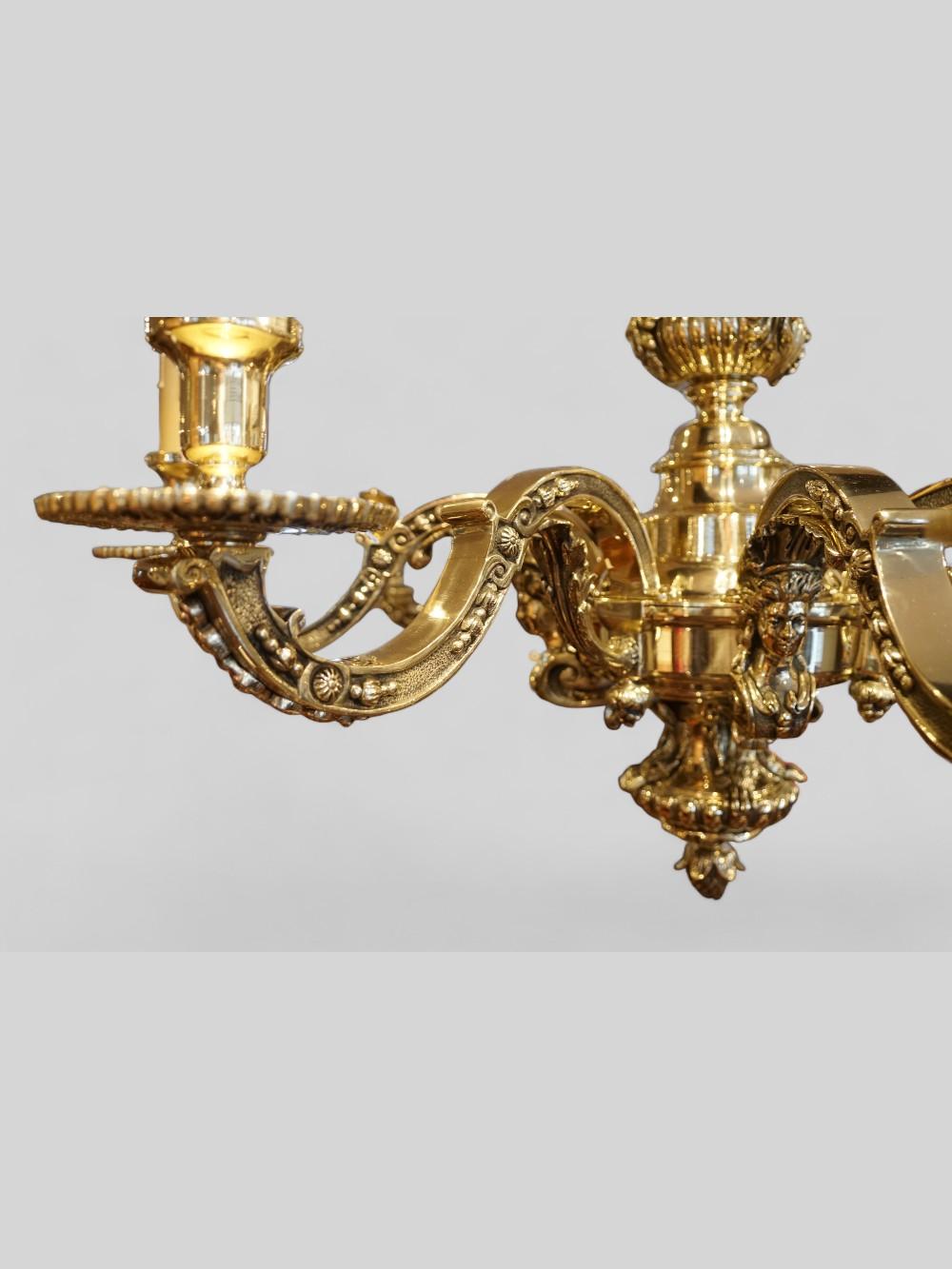 Antique Mazarin bronze chandelier For Sale 2