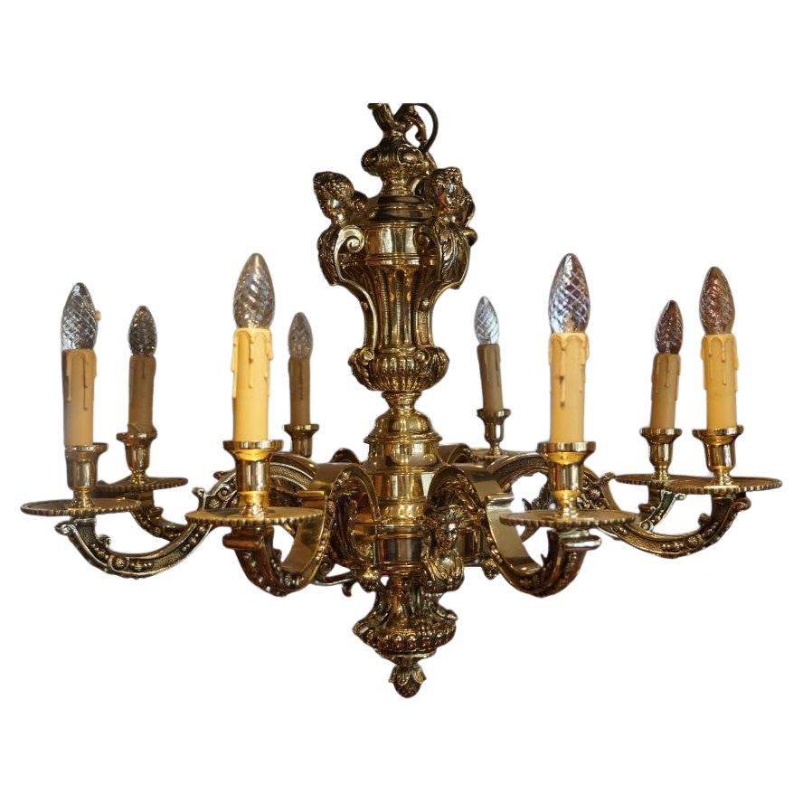 Antique Mazarin bronze chandelier For Sale