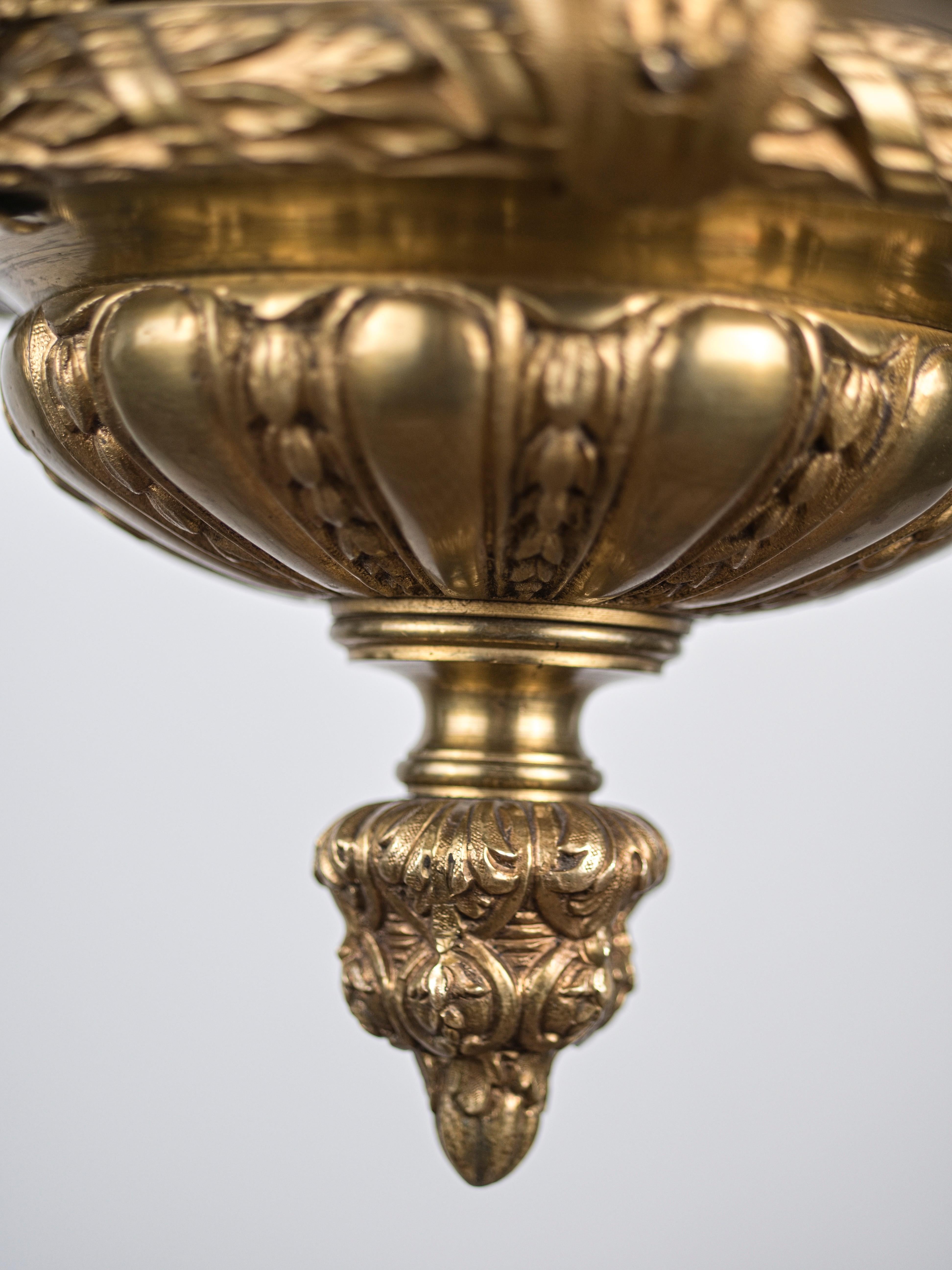 Français Lustre Mazarin ancien. Bronze doré en vente
