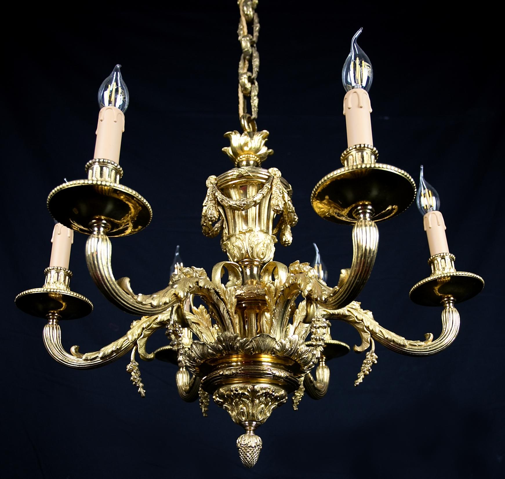 Louis XIV Antique Mazarin gilt bronze chandelier For Sale