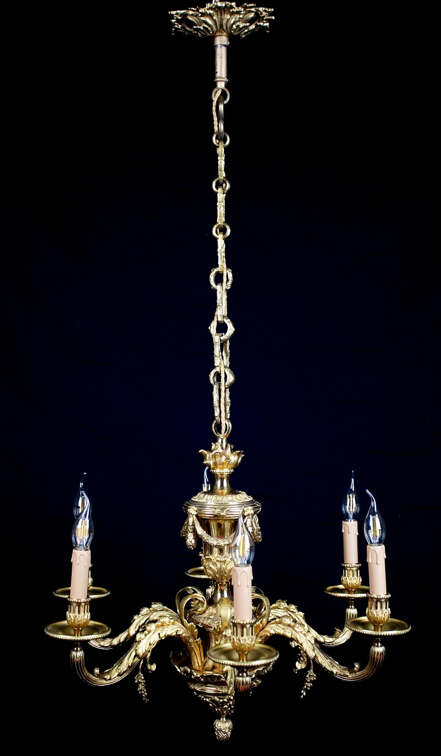 French Antique Mazarin gilt bronze chandelier For Sale
