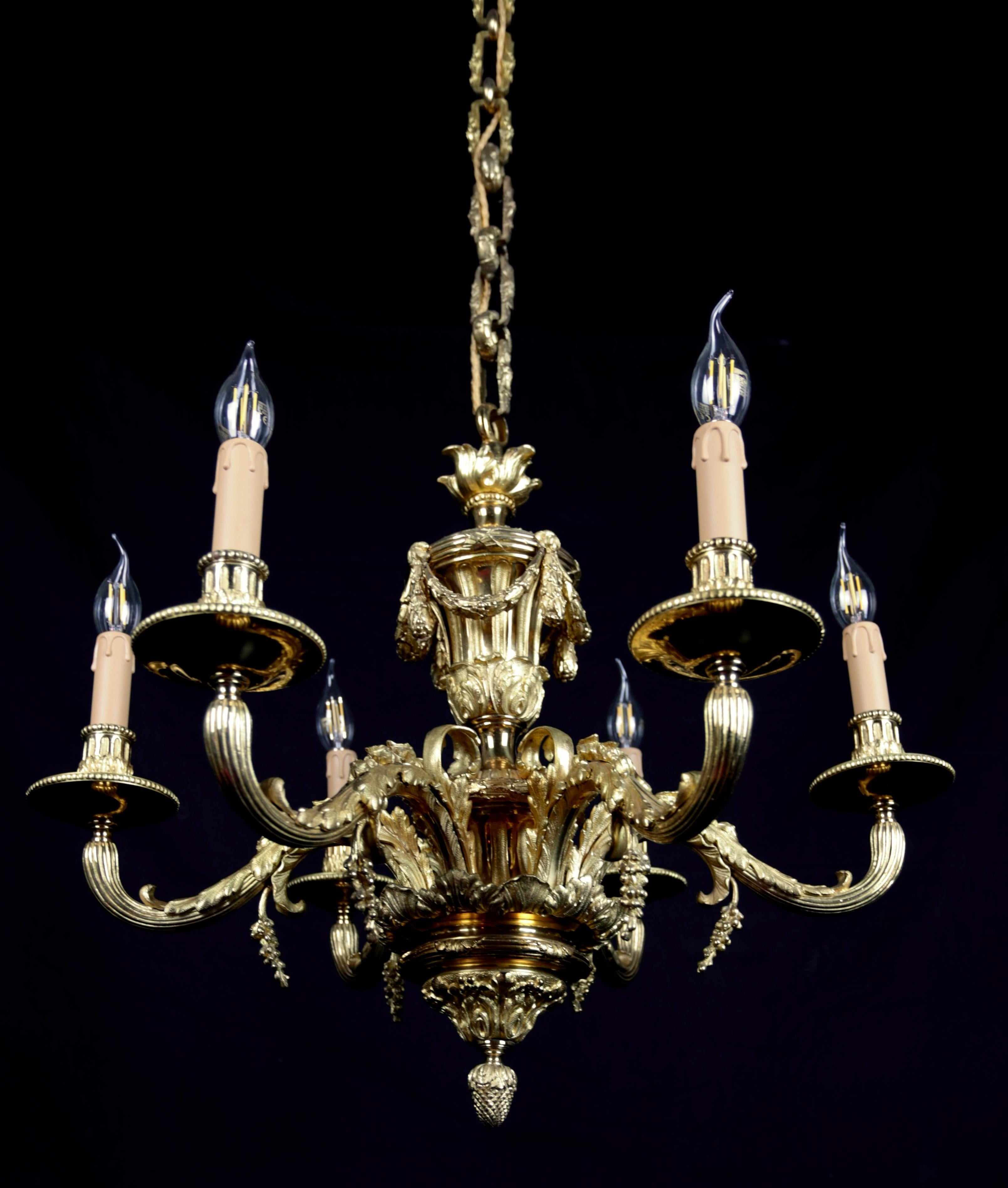 Gilt Antique Mazarin gilt bronze chandelier For Sale