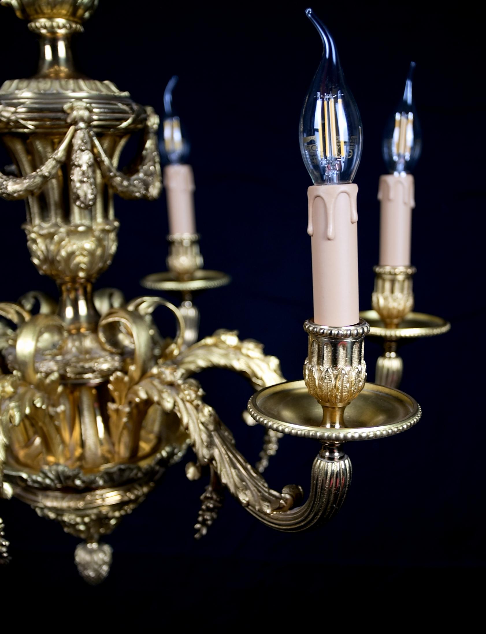 Antique Mazarin gilt bronze chandelier In Good Condition For Sale In STRAČOV, CZ
