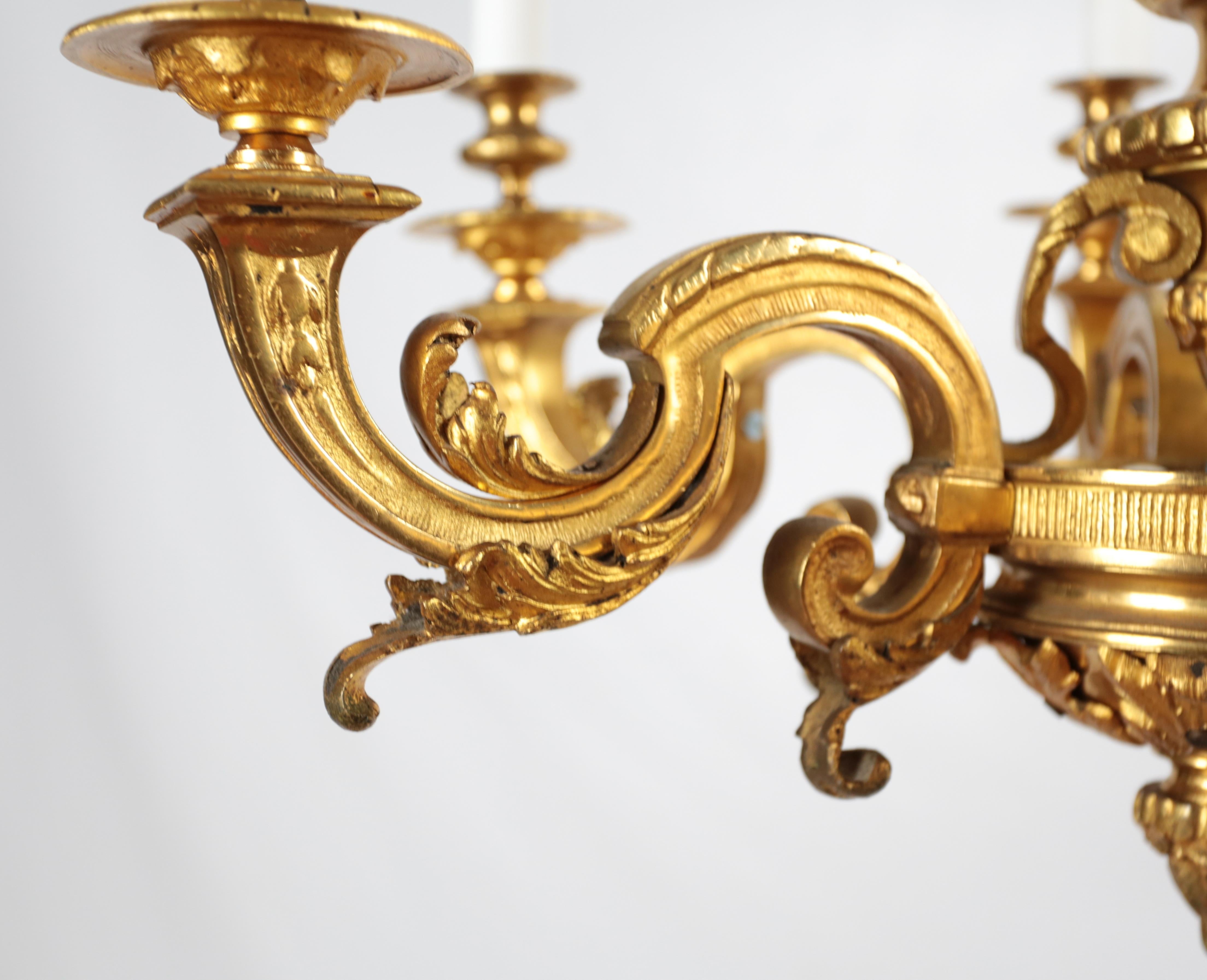 19th Century Antique Mazarin gilt bronze chandelier For Sale