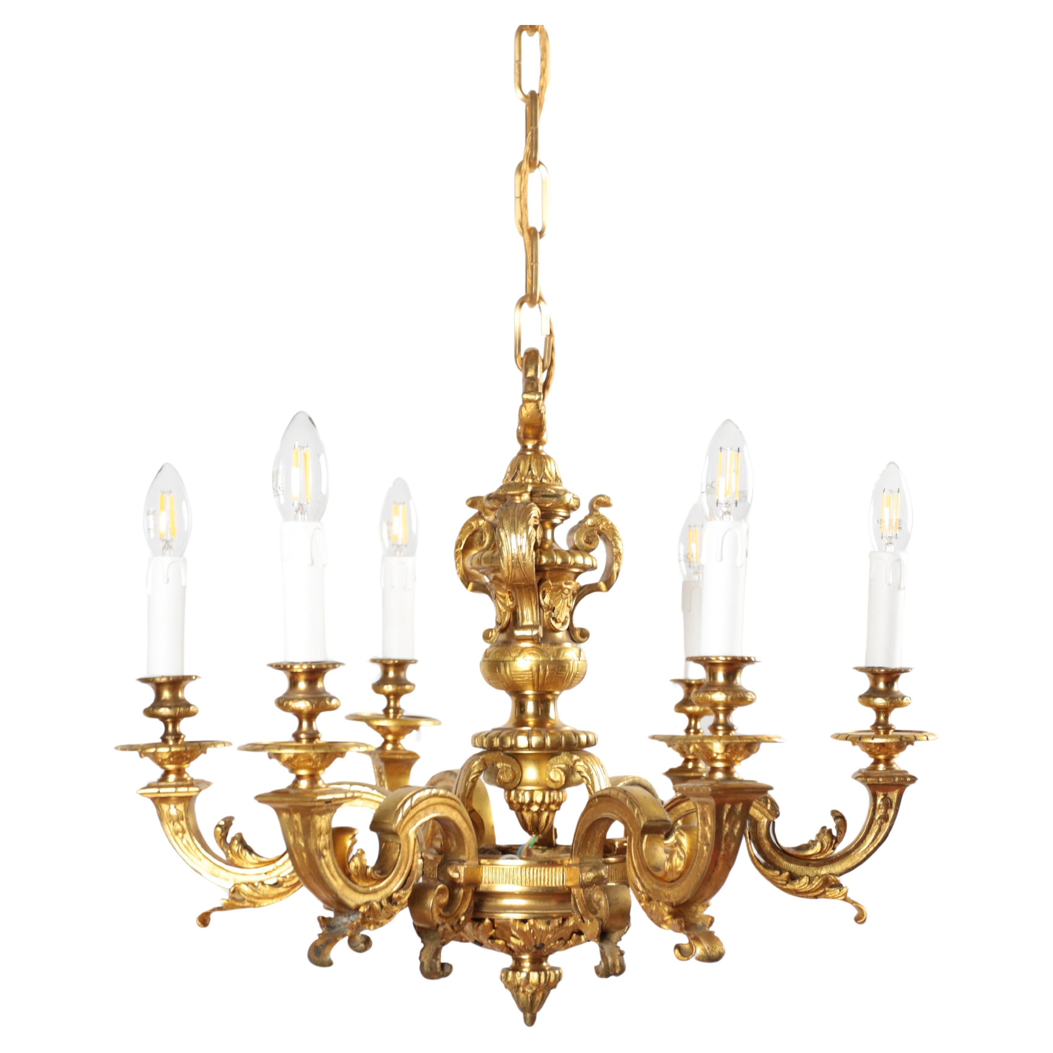 Antique Mazarin gilt bronze chandelier For Sale