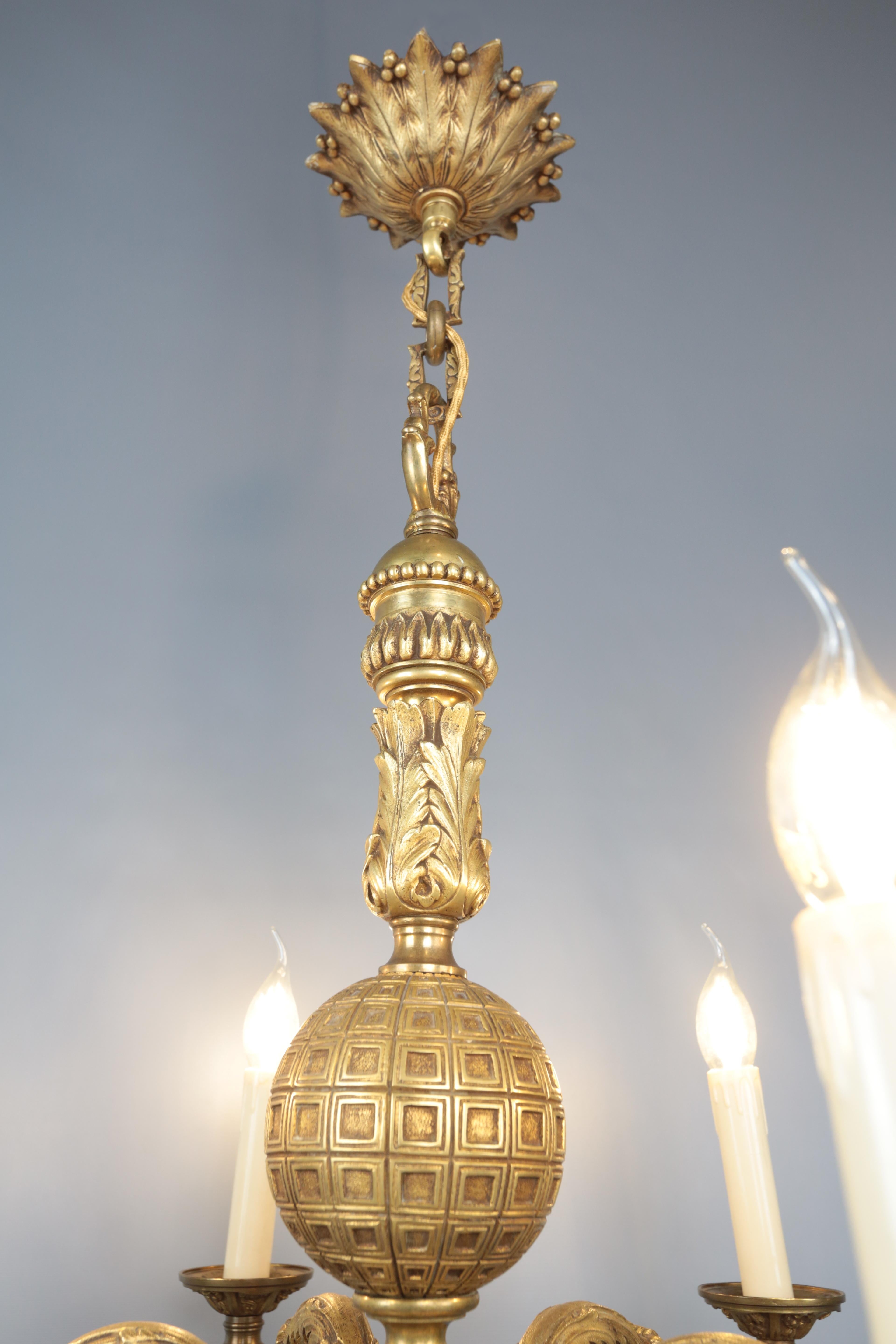 Antiker Mazarin Ananas-Kronleuchter (Bronze) im Angebot