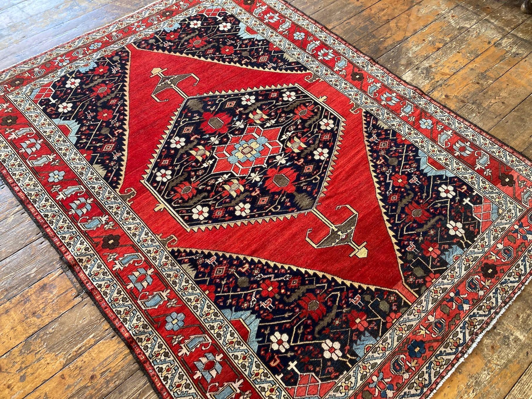 Early 20th Century Antique Mazlagan Rug 1.87m x 1.41m For Sale