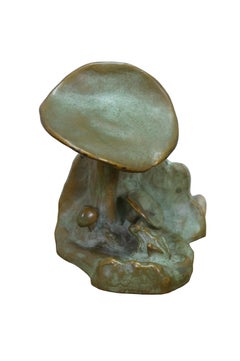 Antique McClelland Barclay Art Deco Bronze Mushroom Frog Bookend Sculptures 4.5"