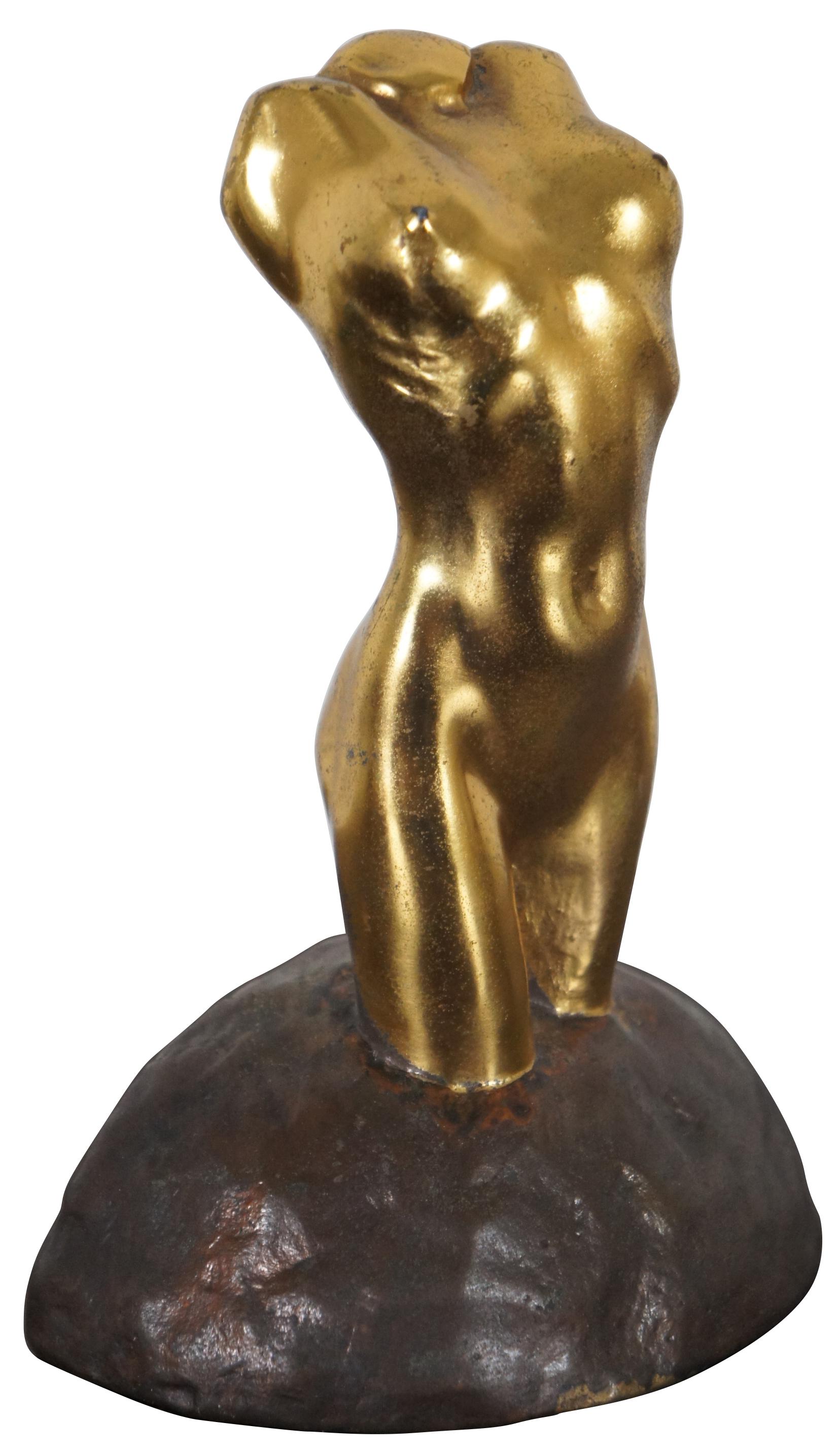 Neoclassico Antico McClelland Barclay, statua neoclassica in bronzo dorato con busto figurativo nudo in vendita