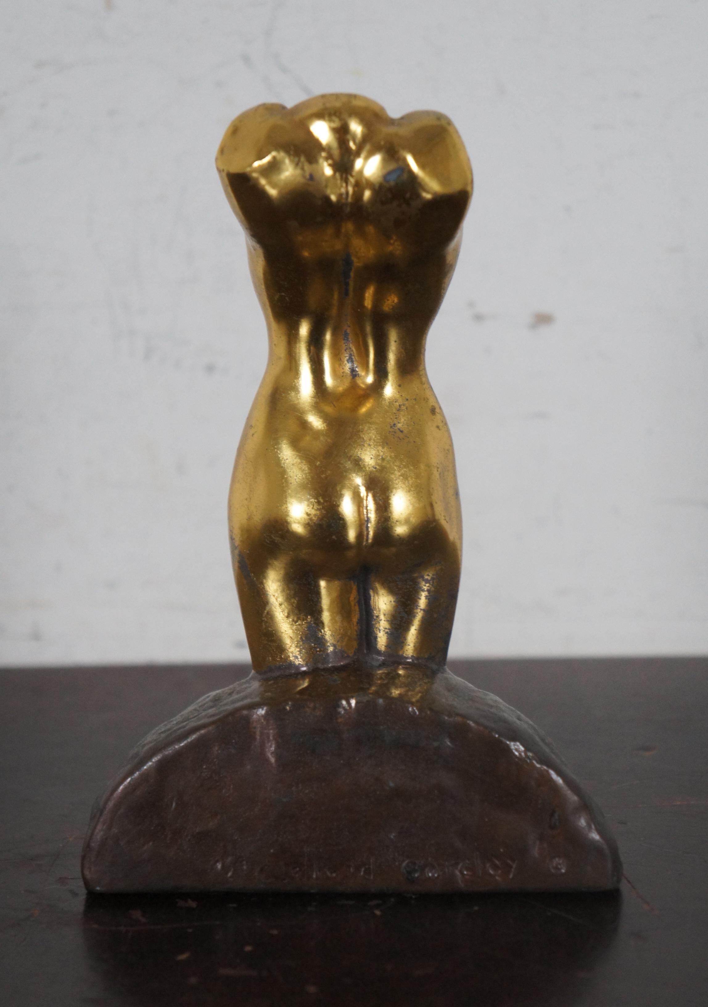Antico McClelland Barclay, statua neoclassica in bronzo dorato con busto figurativo nudo In condizioni buone in vendita a Dayton, OH
