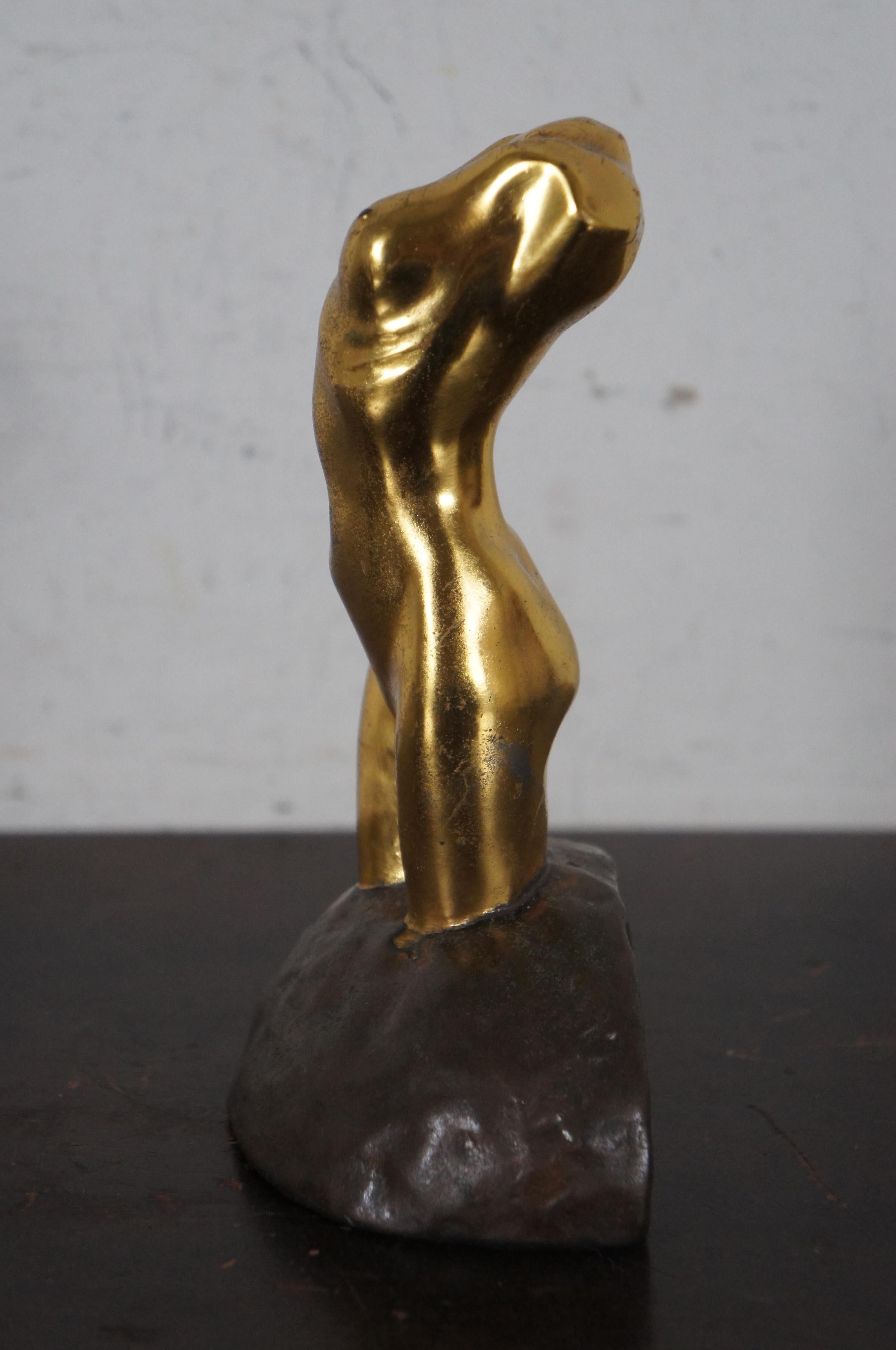 XX secolo Antico McClelland Barclay, statua neoclassica in bronzo dorato con busto figurativo nudo in vendita