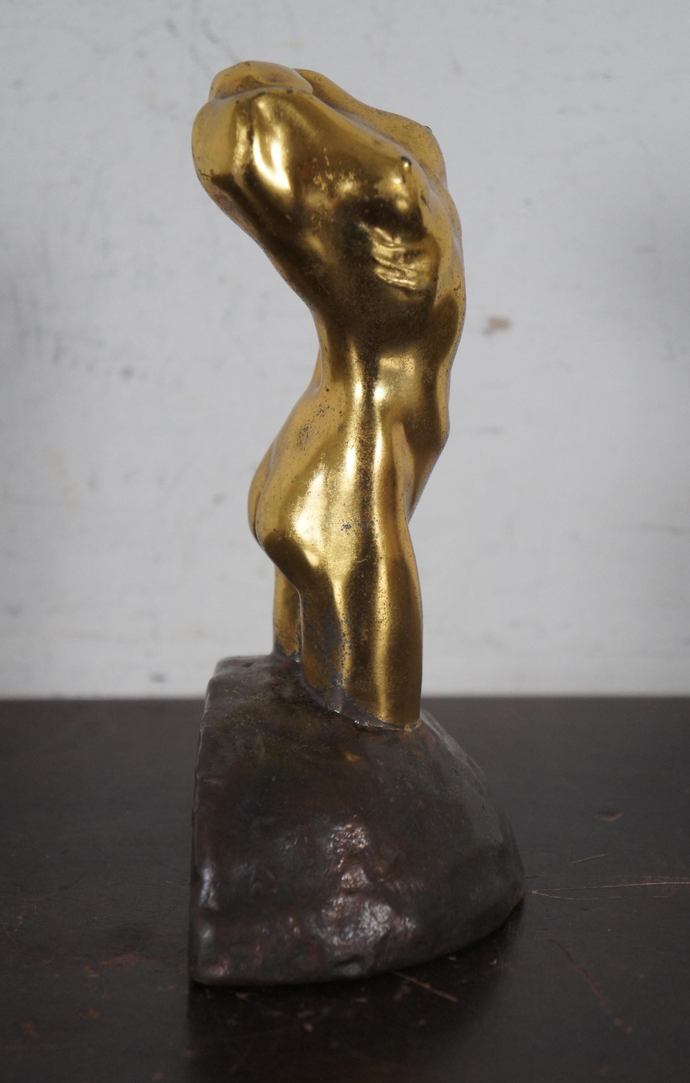 Antique McClelland Barclay Gilded Bronze Neoclassical Nude Figural Bust Statue In Good Condition For Sale In Dayton, OH