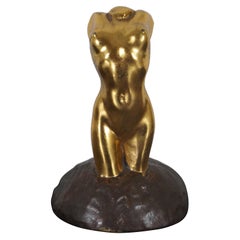 Antique McClelland Barclay Neoclassical Gilded Bronze Nude Figural Bust Statue
