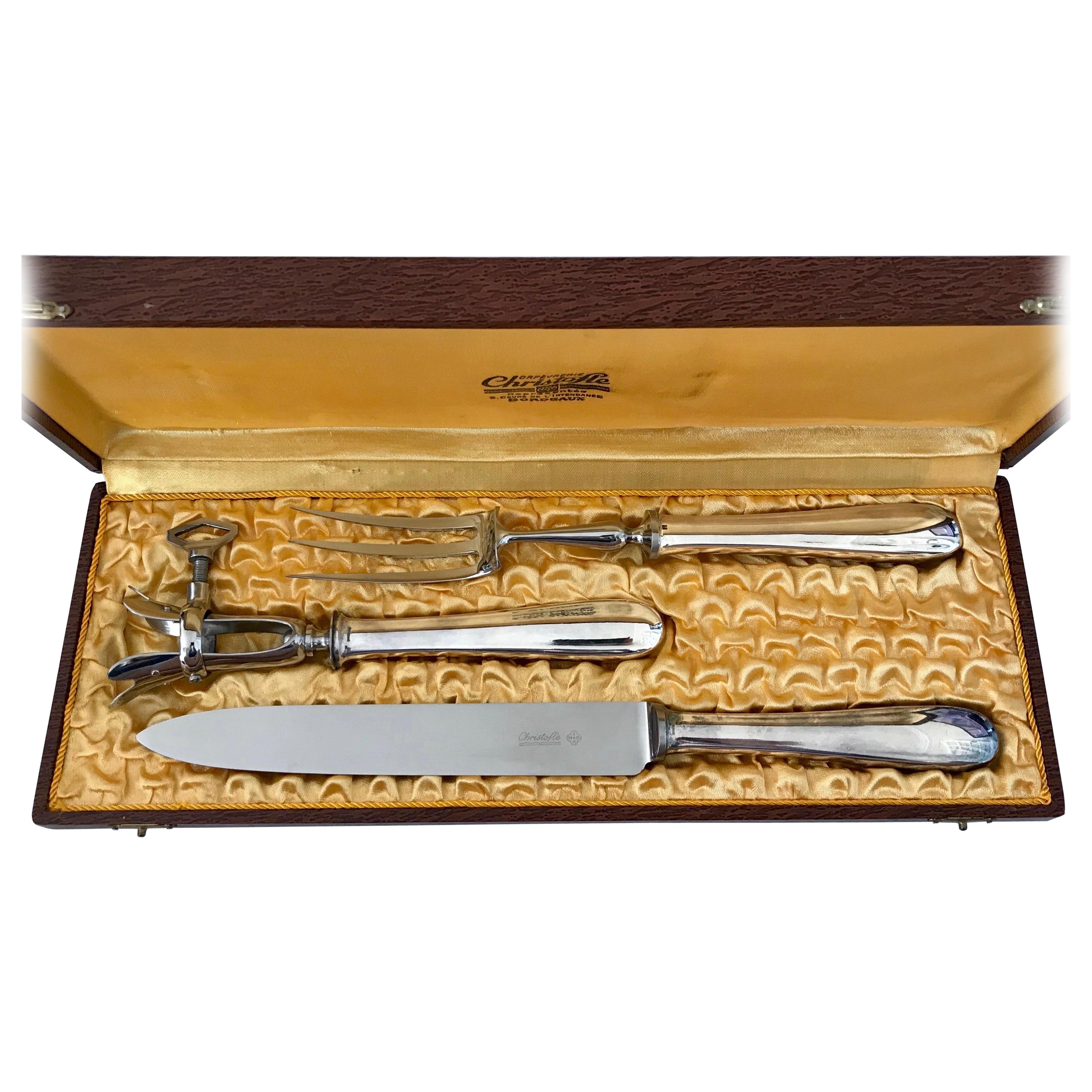 Antique Meat Serving Set by Christofle For Sale