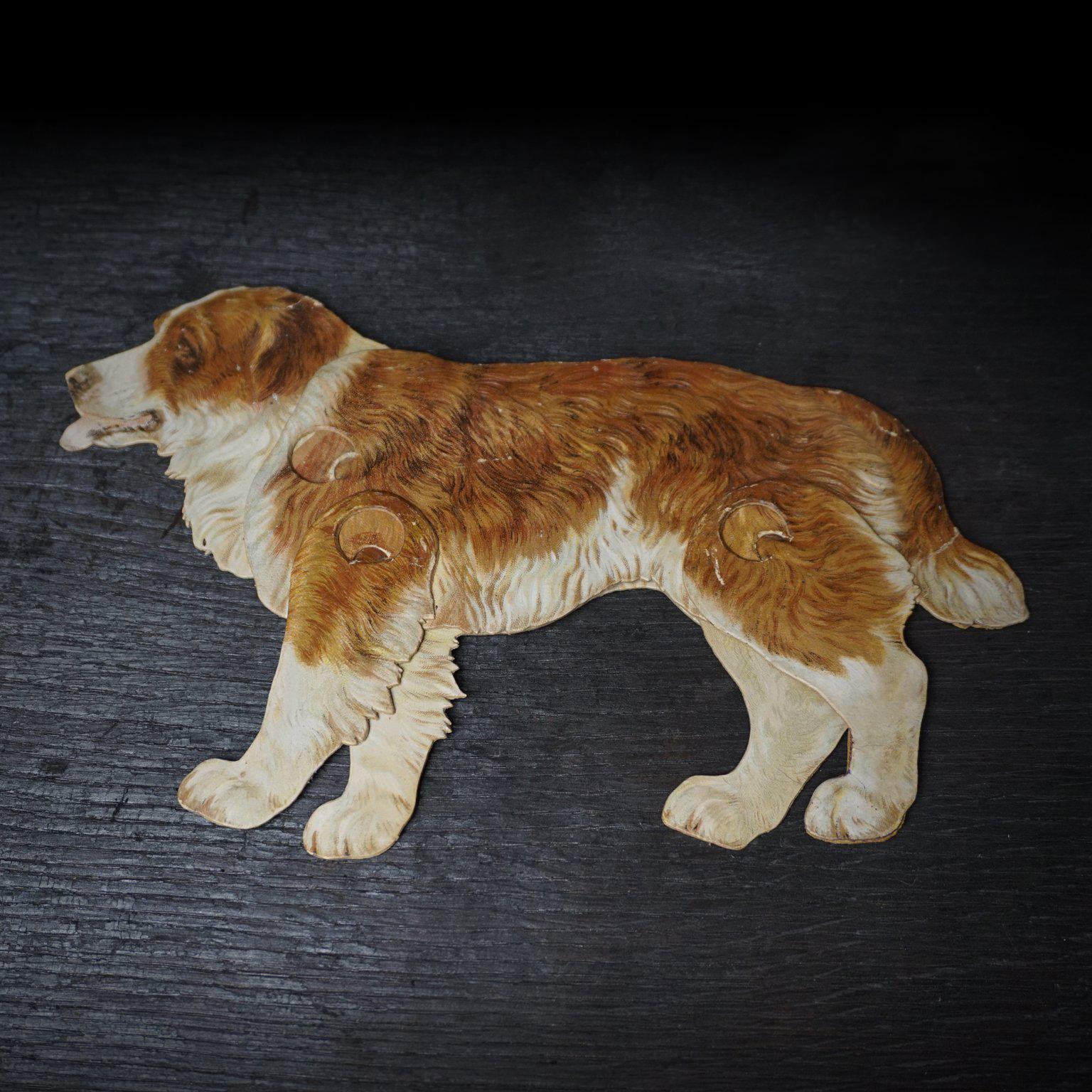 Antique Mechanical Raphael Tuck & Sons Paper Toy St Bernard and Calf In Good Condition For Sale In Haarlem, NL
