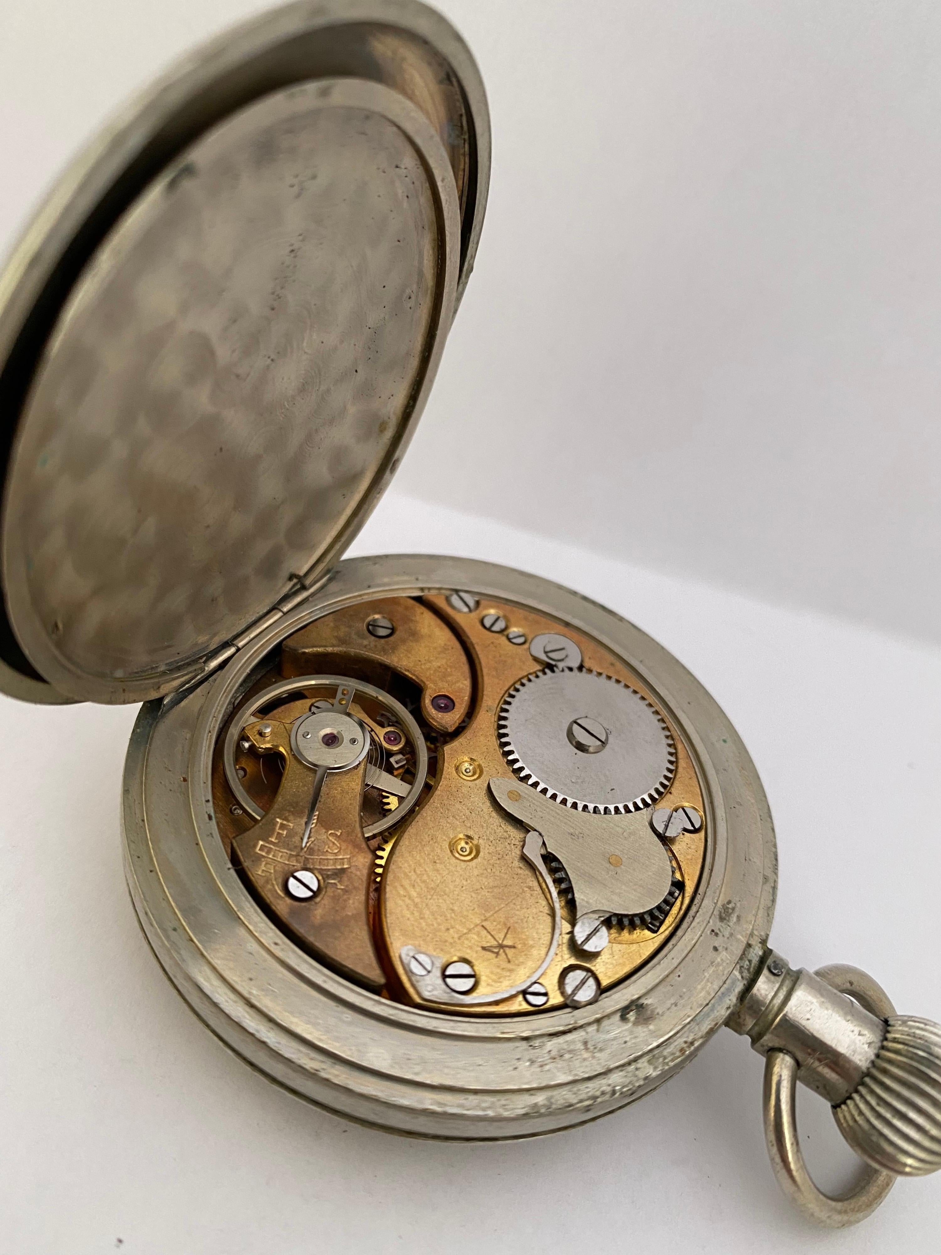 Antique Mechanical Silver Plated Stop Watch For Sale 4