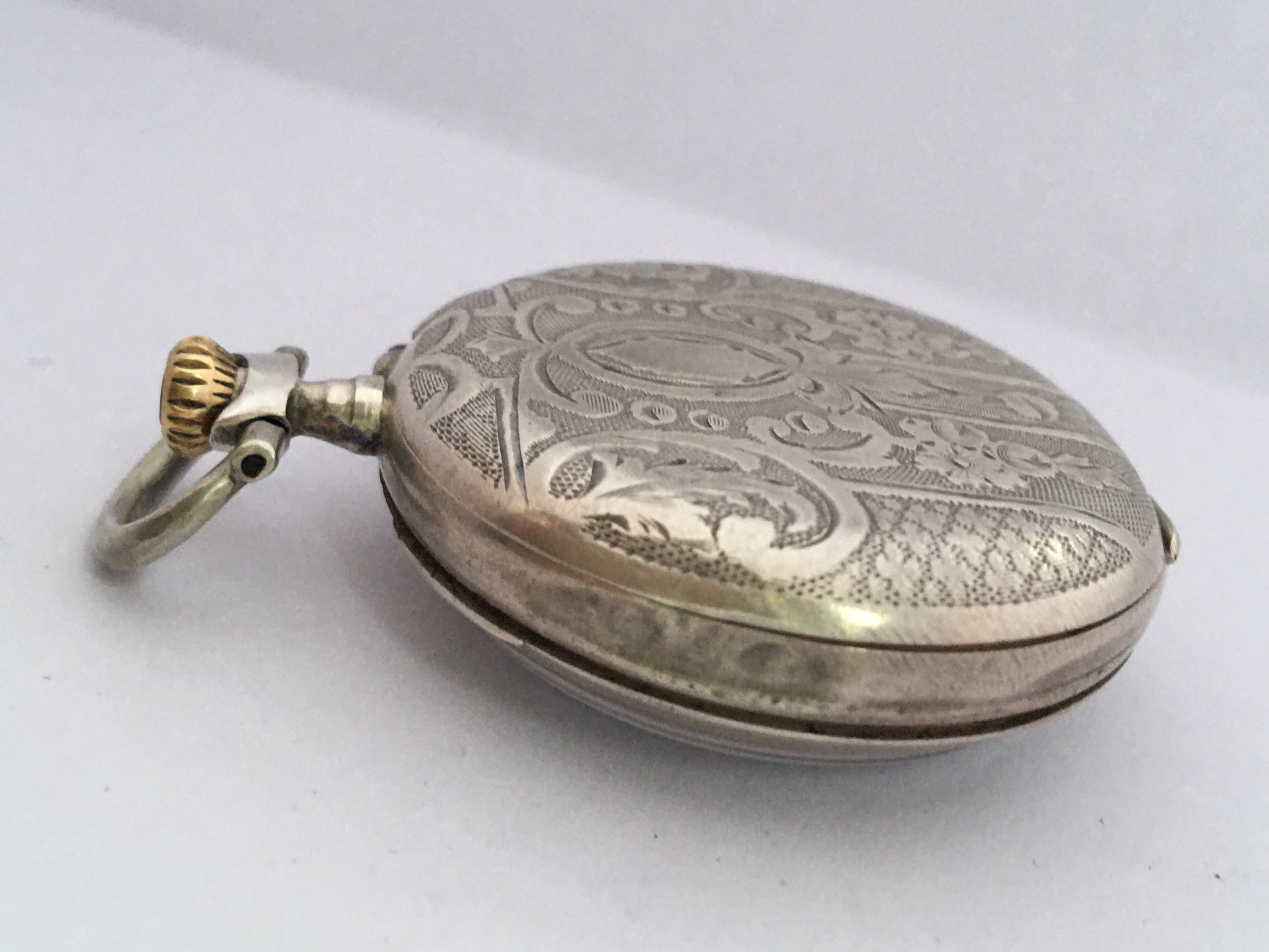Antike mechanische Silber Taschenuhr Signiert 'HP' 3