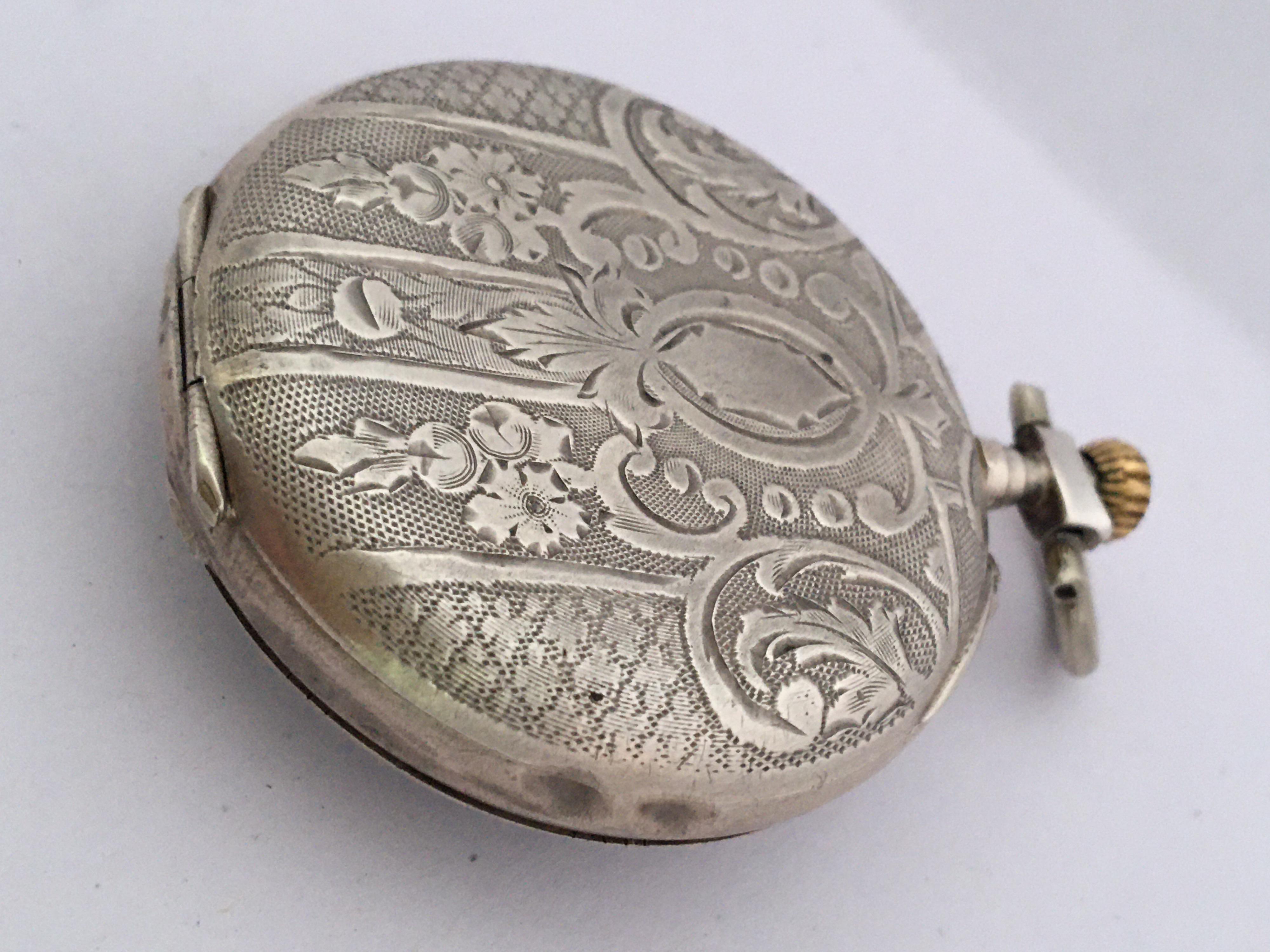 Antike mechanische Silber Taschenuhr Signiert 'HP' 4
