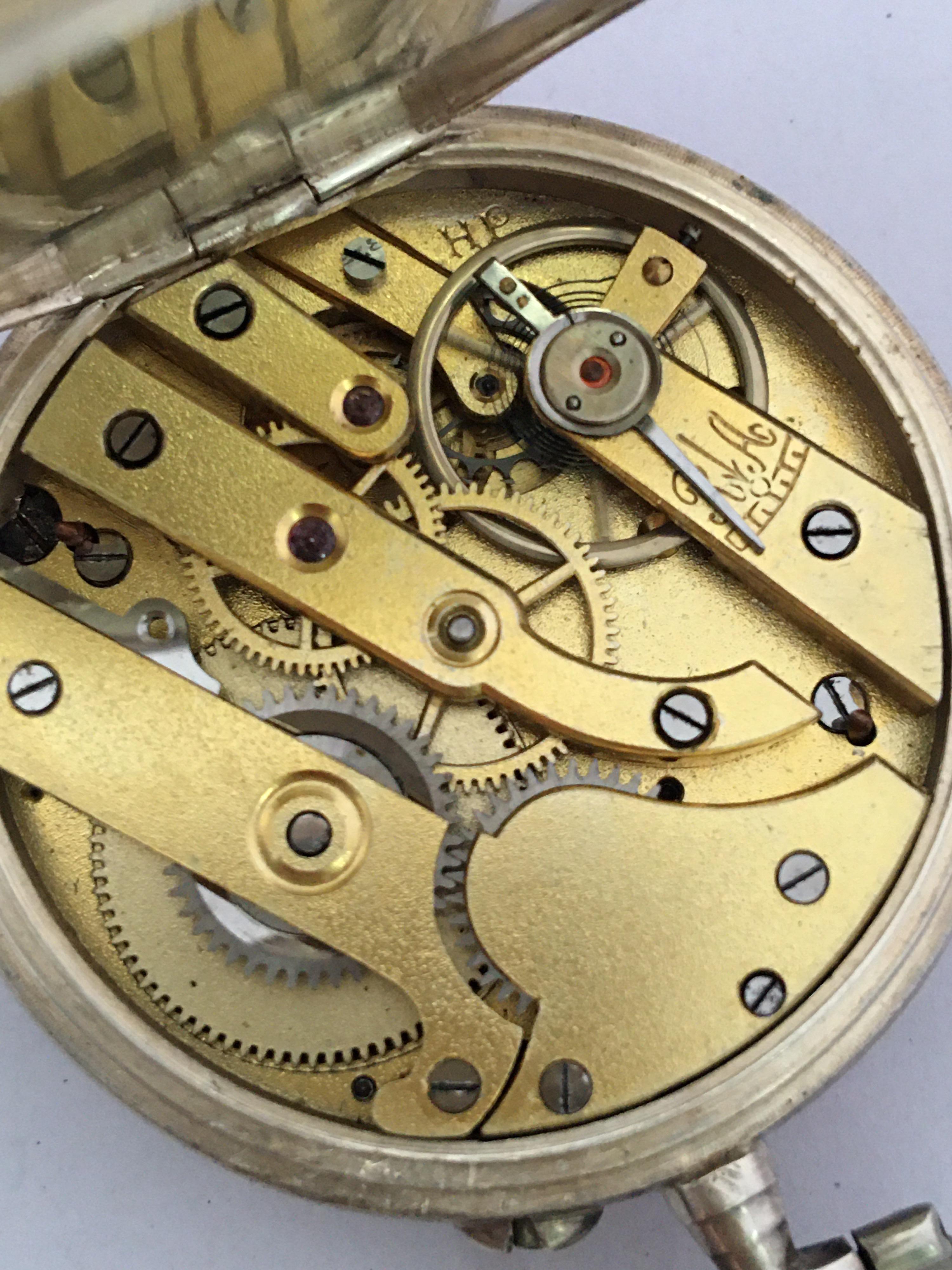 Antike mechanische Silber Taschenuhr Signiert 'HP' für Damen oder Herren