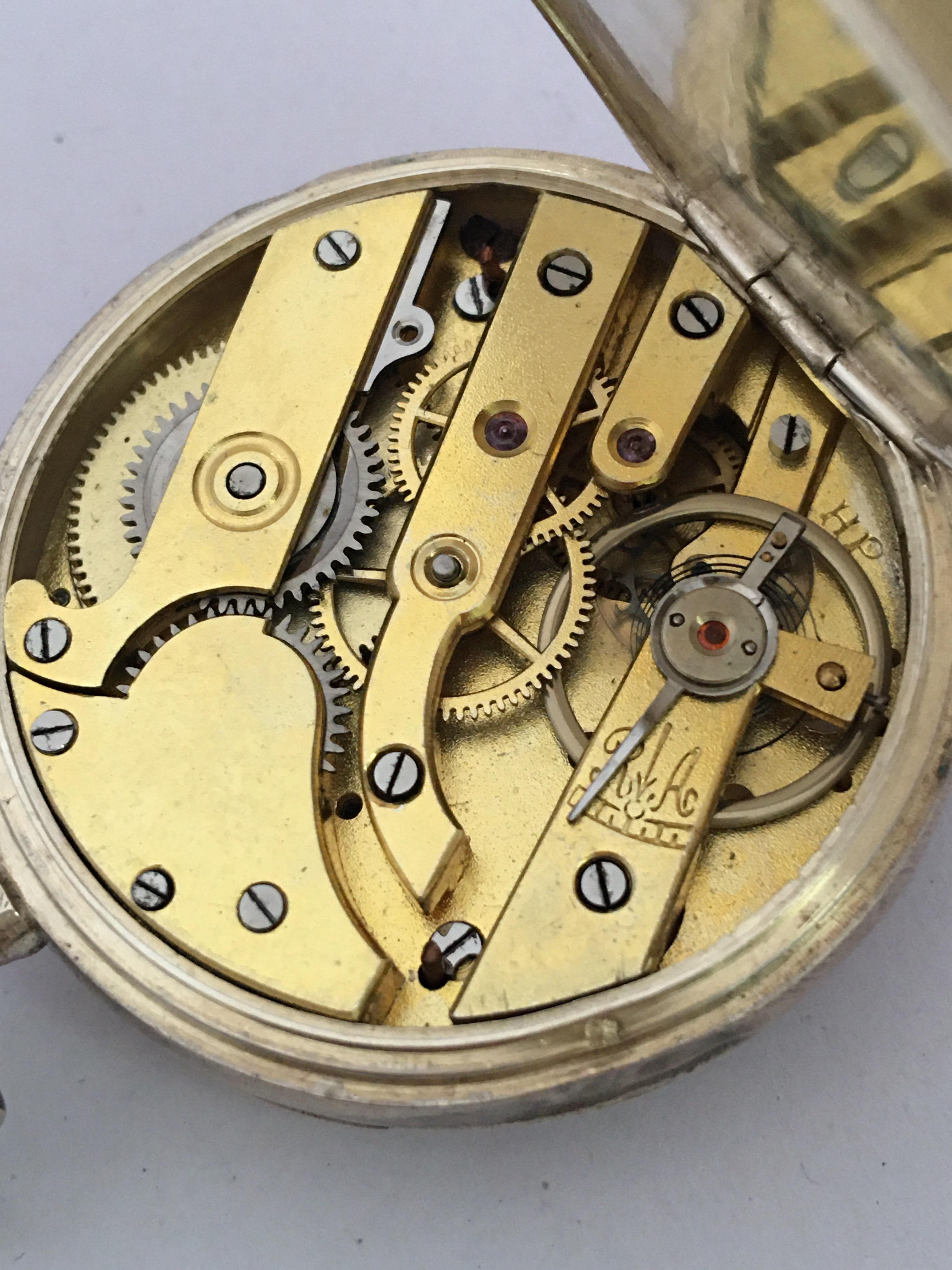 Antike mechanische Silber Taschenuhr Signiert 'HP' 1