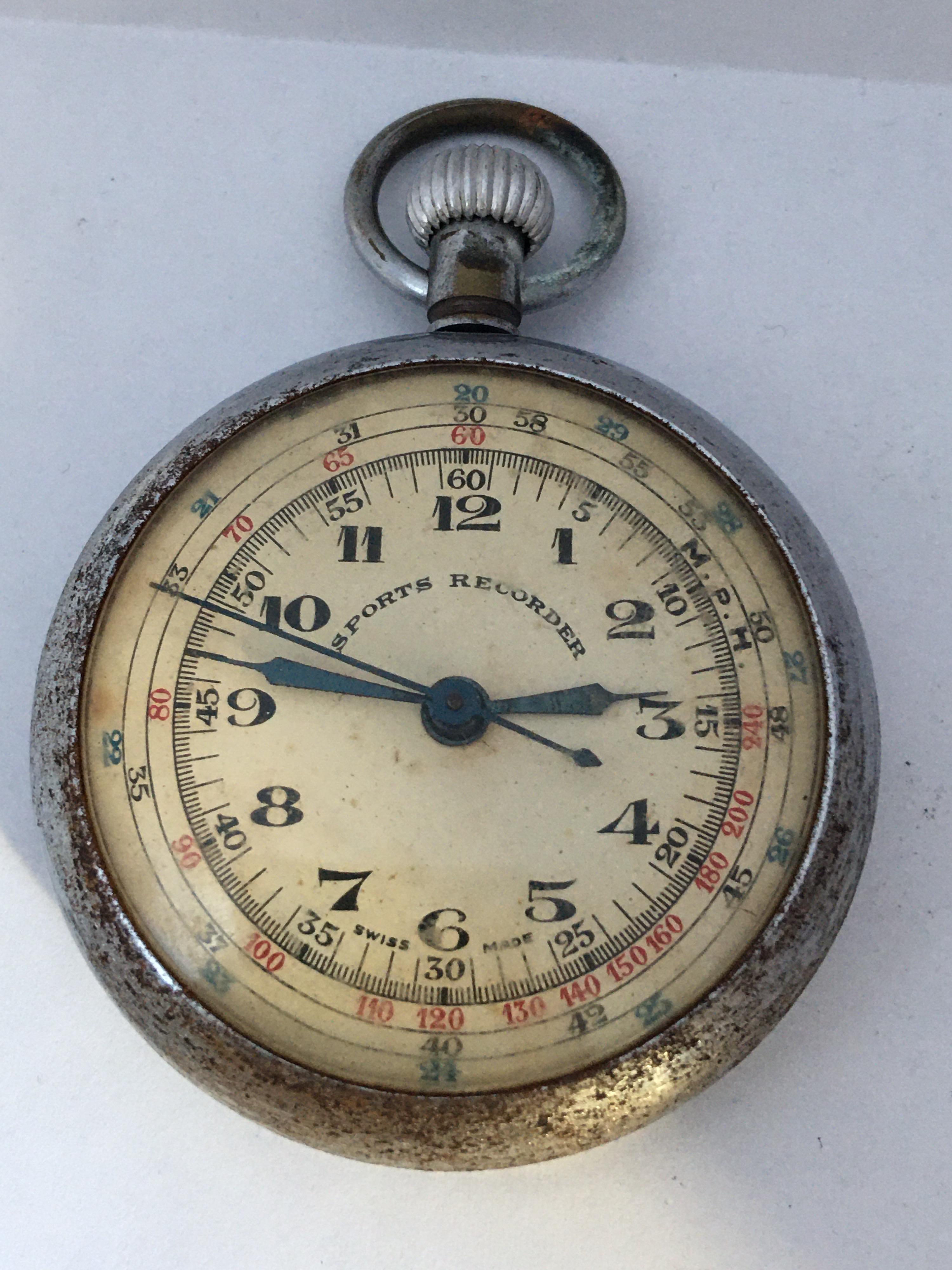 Antique Mechanical Sports Recorder Pocket Watch For Sale 3