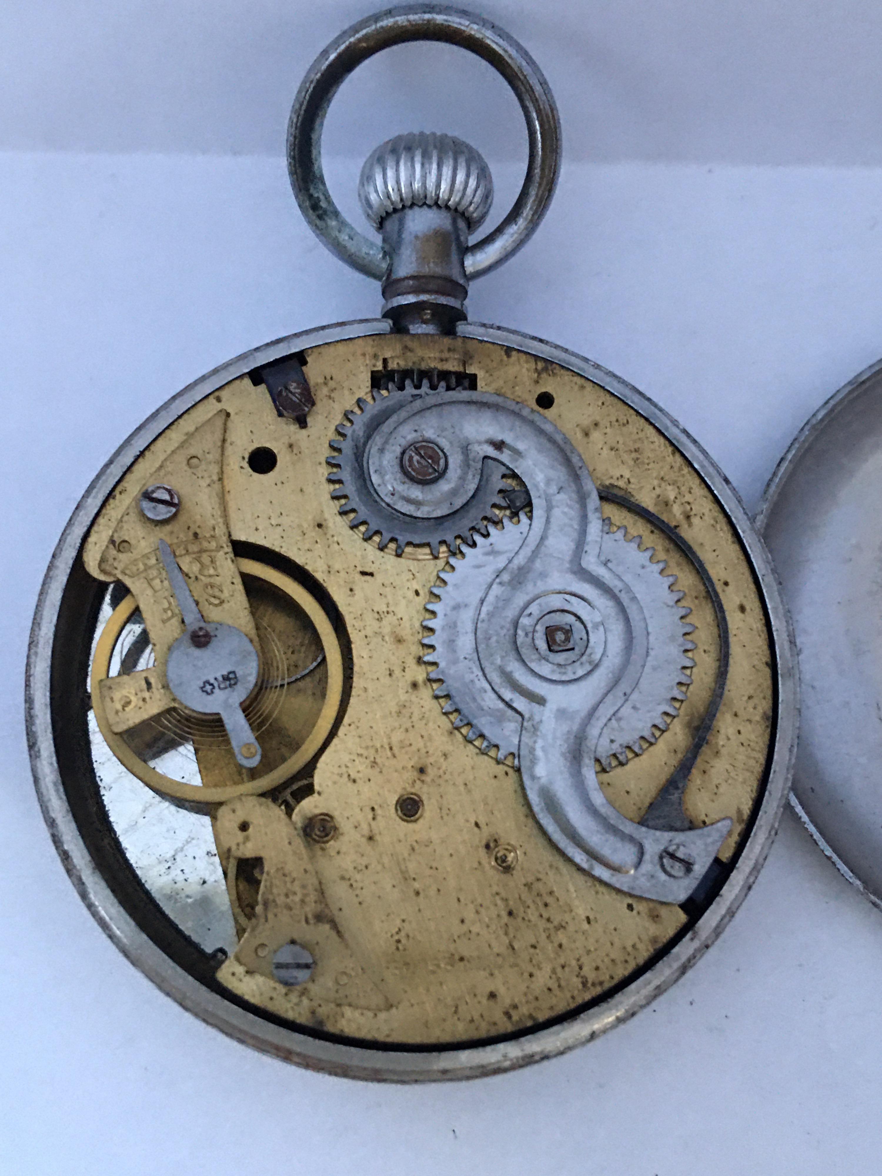 Women's or Men's Antique Mechanical Sports Recorder Pocket Watch For Sale