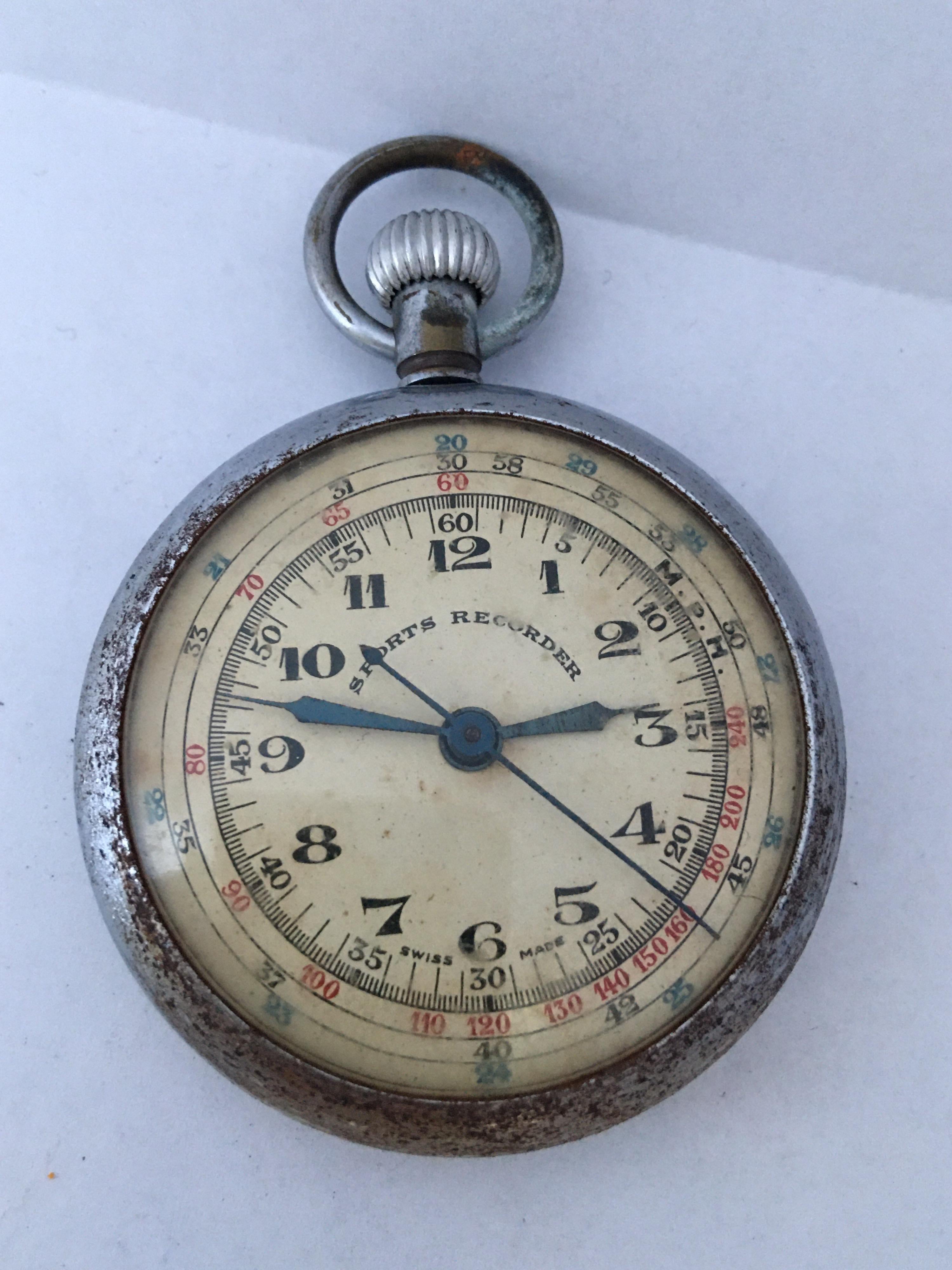 Antique Mechanical Sports Recorder Pocket Watch For Sale 1