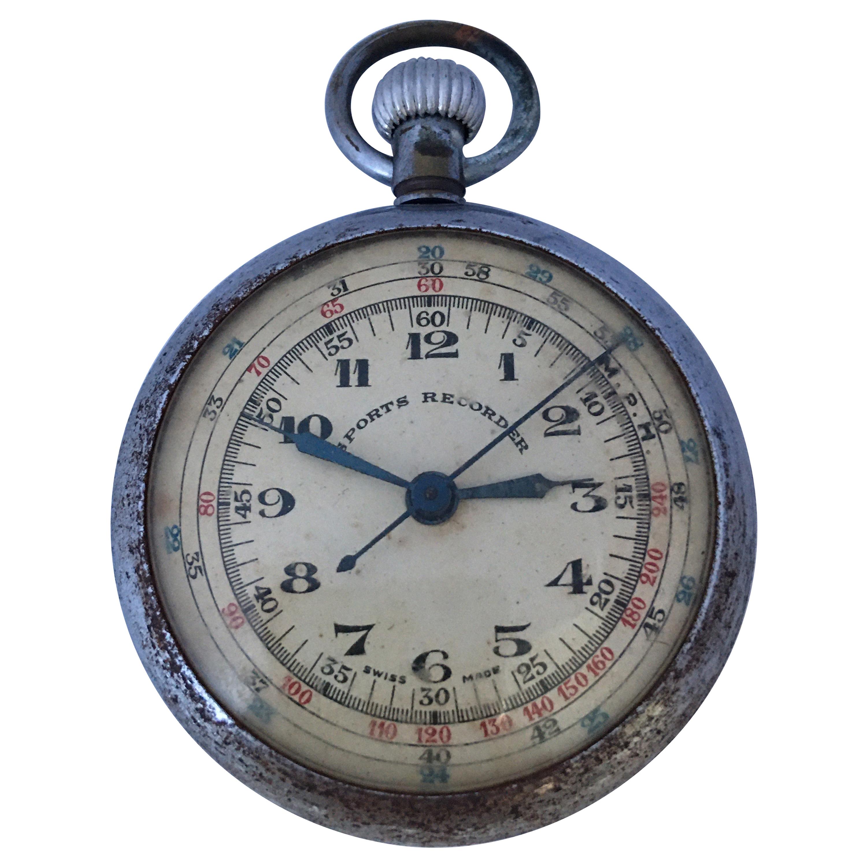 Antique Mechanical Sports Recorder Pocket Watch For Sale